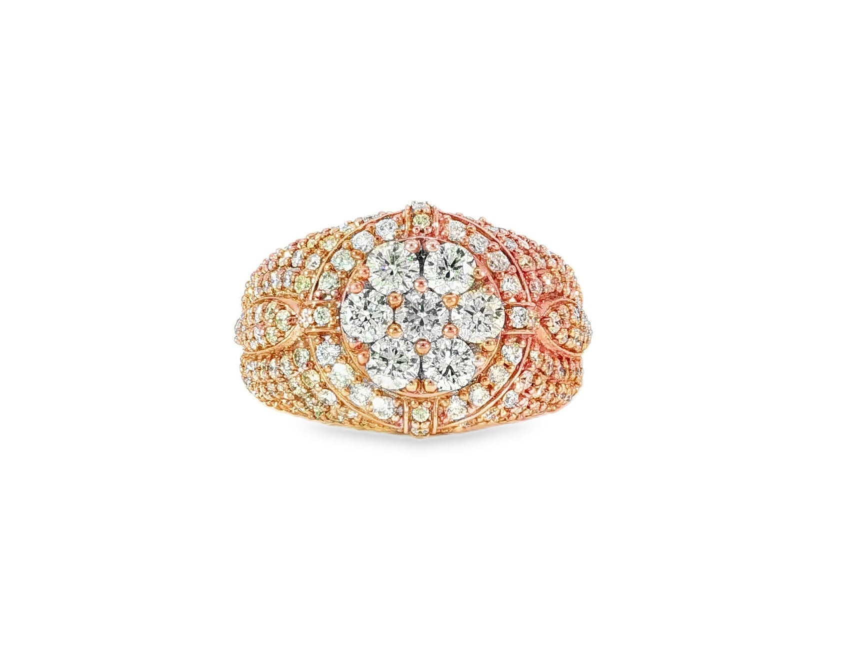 14K Gold Large 3D Cluster Round Diamond Ring 3.77ct - AVI THE JEWELER