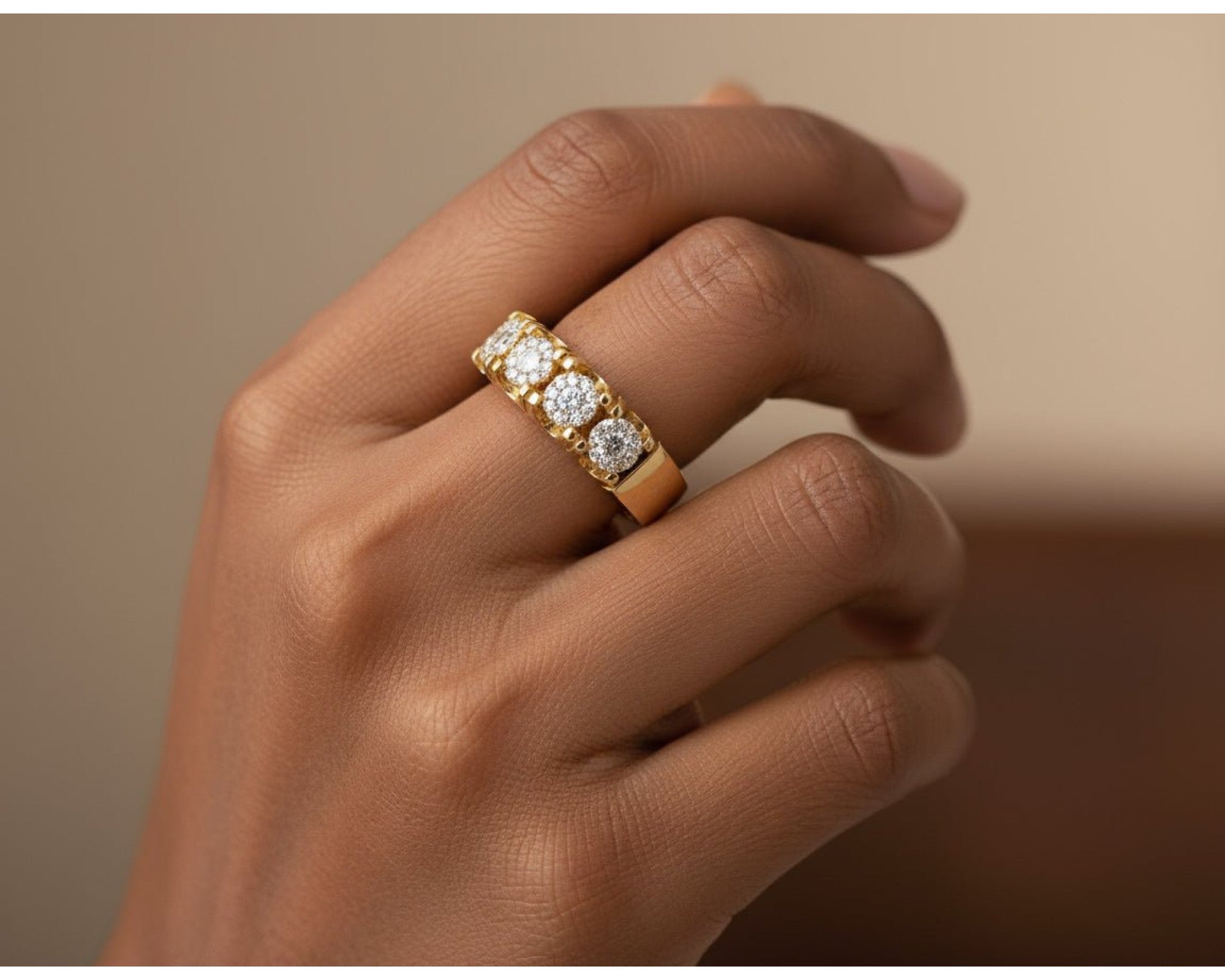 14k Gold Multi-Stone Diamond Ring with Round Brilliant Cut 2.93ct – view 2