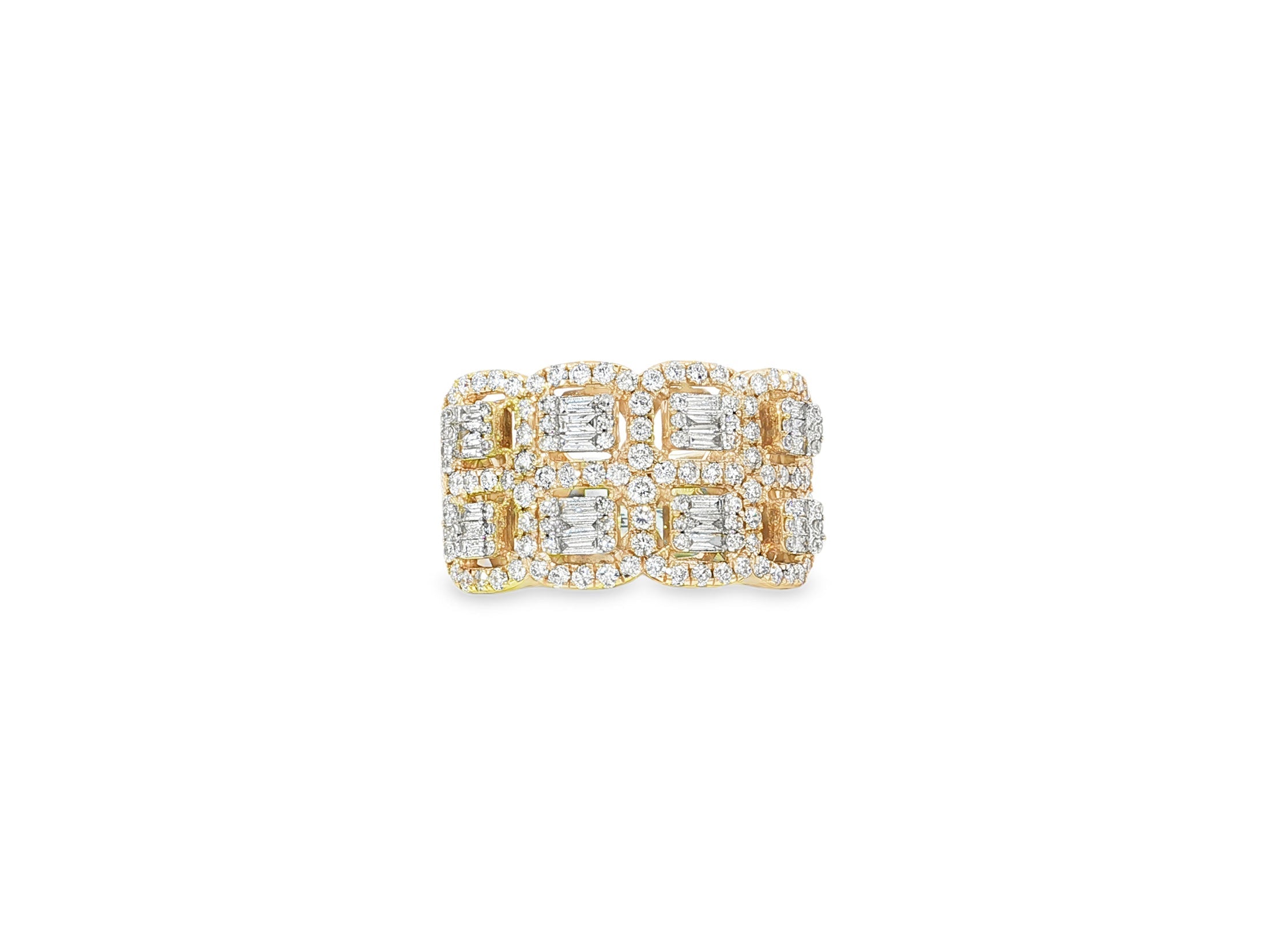 14k Gold Natural Diamond Ring with Emerald - Cut & Round Cluster Design 2.00ct - AVI THE JEWELER