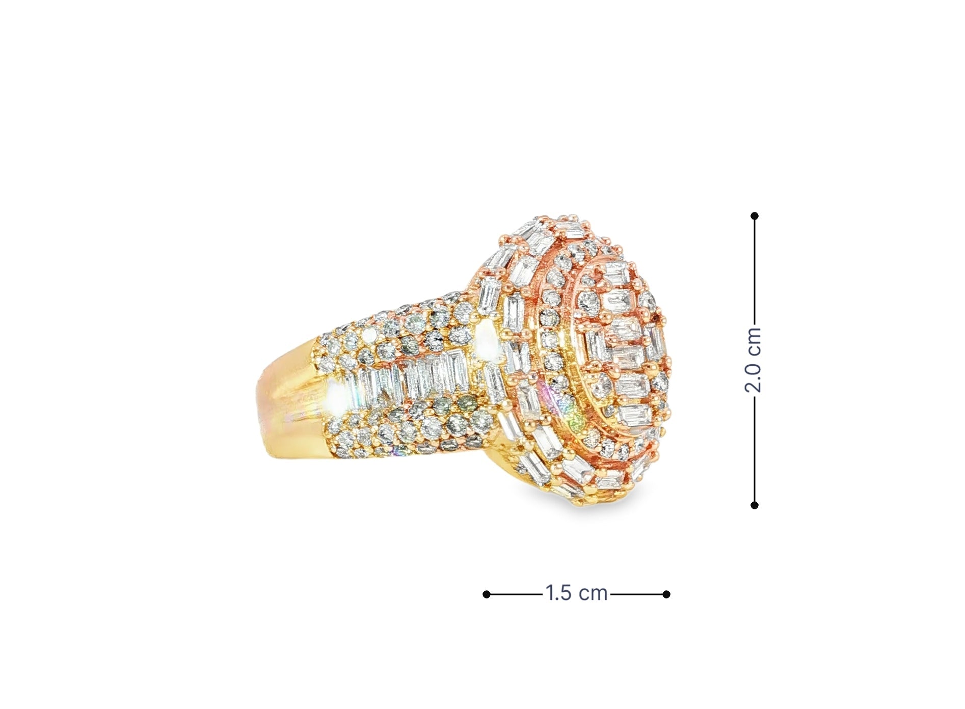 14k Gold Oval Halo Ring with Baguette AND Round Diamonds 3.75ct - AVI THE JEWELER