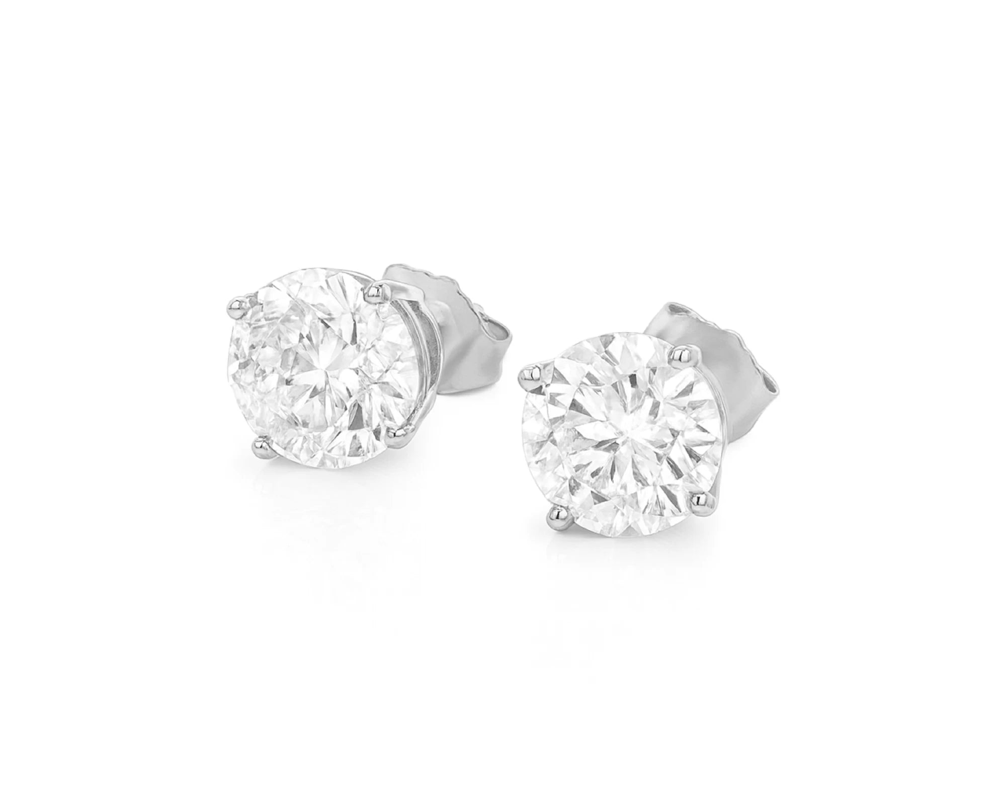 14K Gold Round Solitaire Four-Prong Stud Earrings 2.07 CT – lifestyle 3240