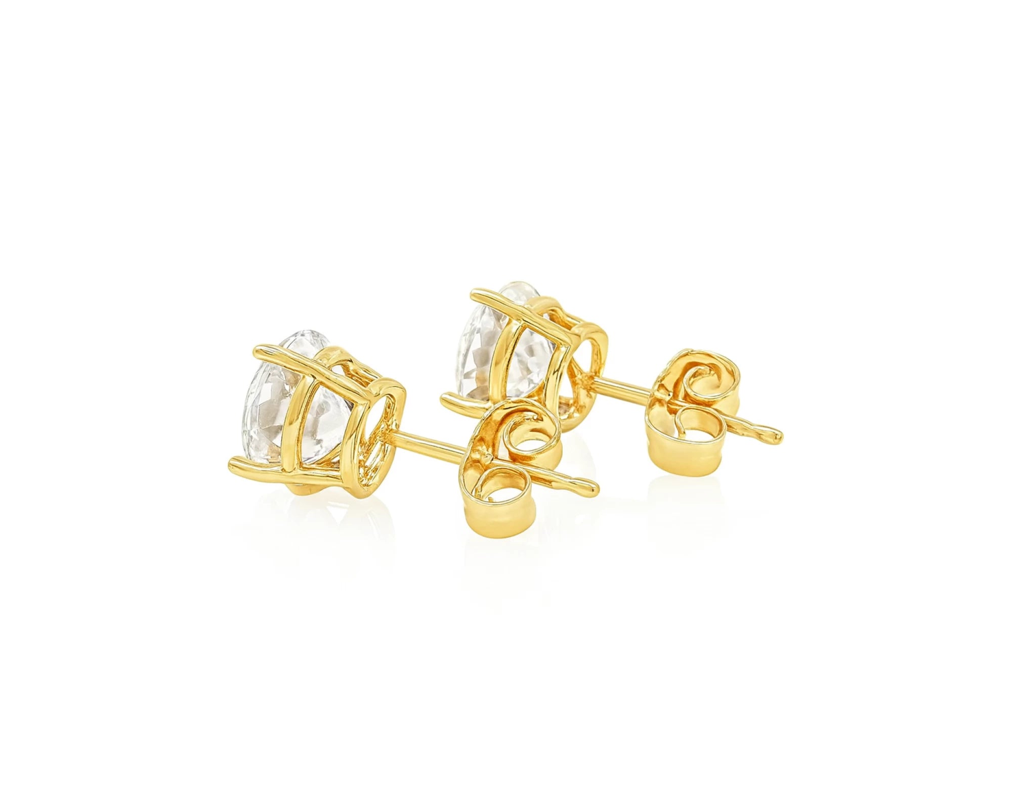 14K Gold Round Solitaire Four-Prong Stud Earrings 2.07 CT – lifestyle 3243
