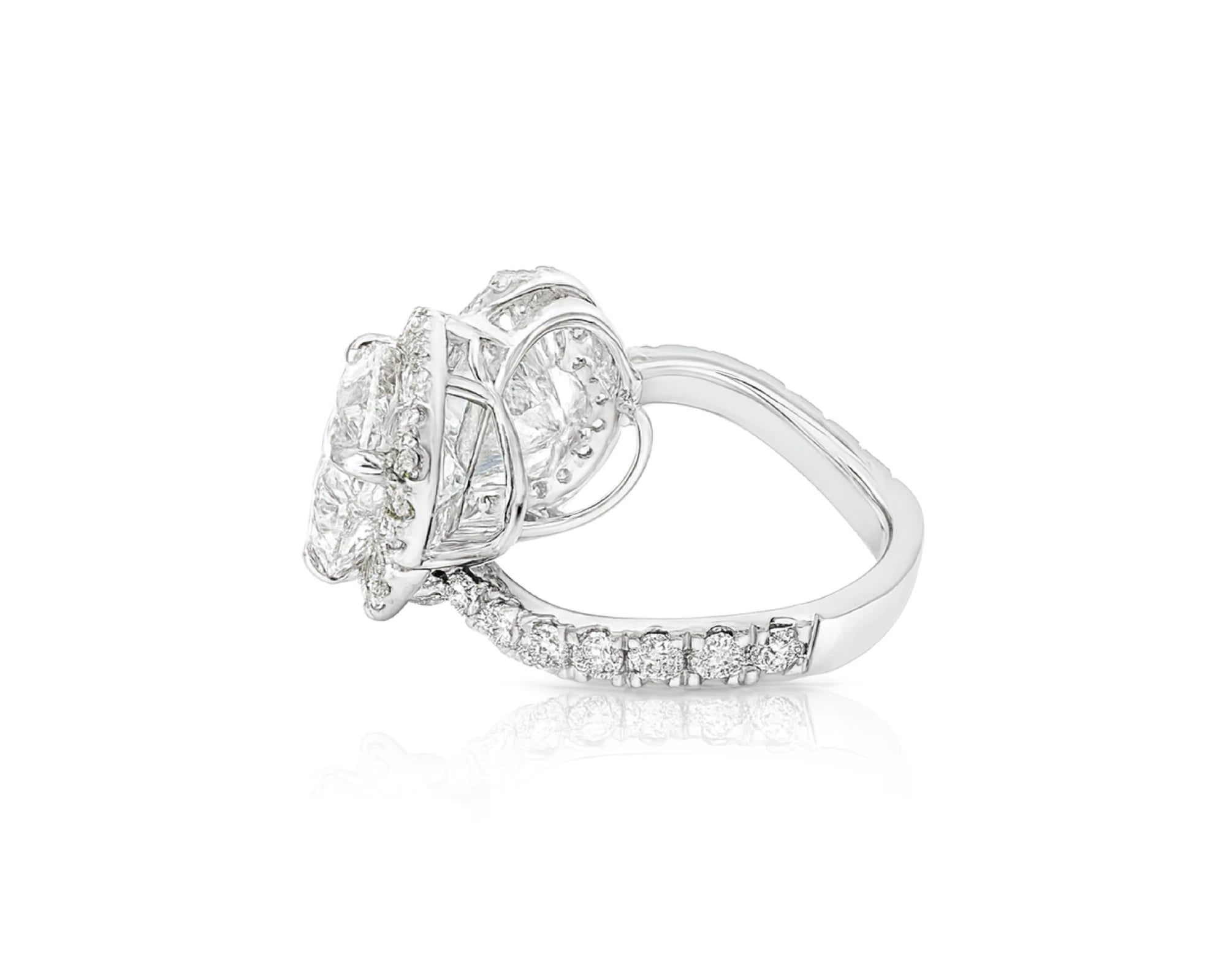 14k Heart Cut Double Halo Micropavé Engagement Ring 7.00 CT – lifestyle 1922