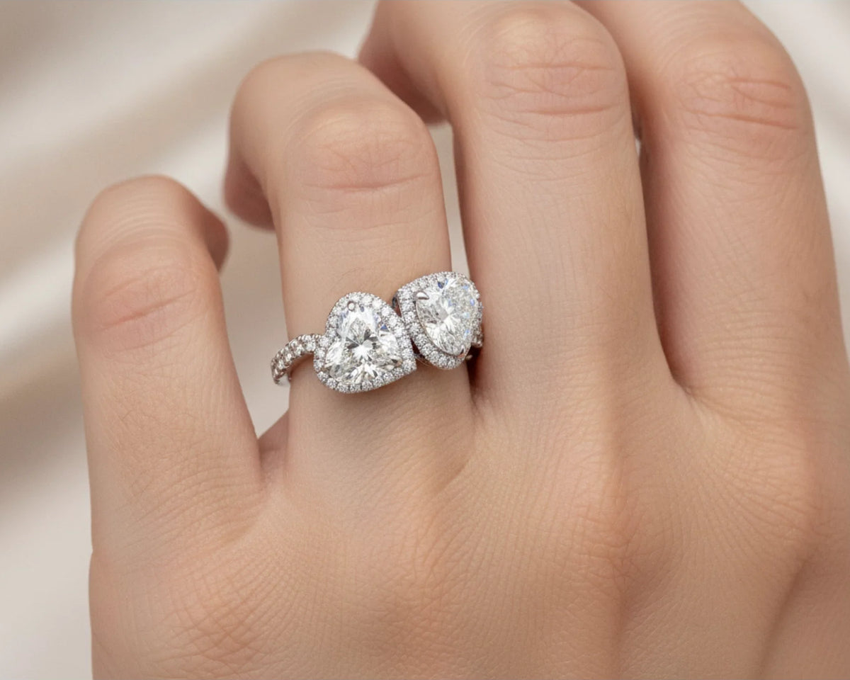 14k Heart Cut Double Halo Micropavé Engagement Ring 7.00 CT – lifestyle 2006