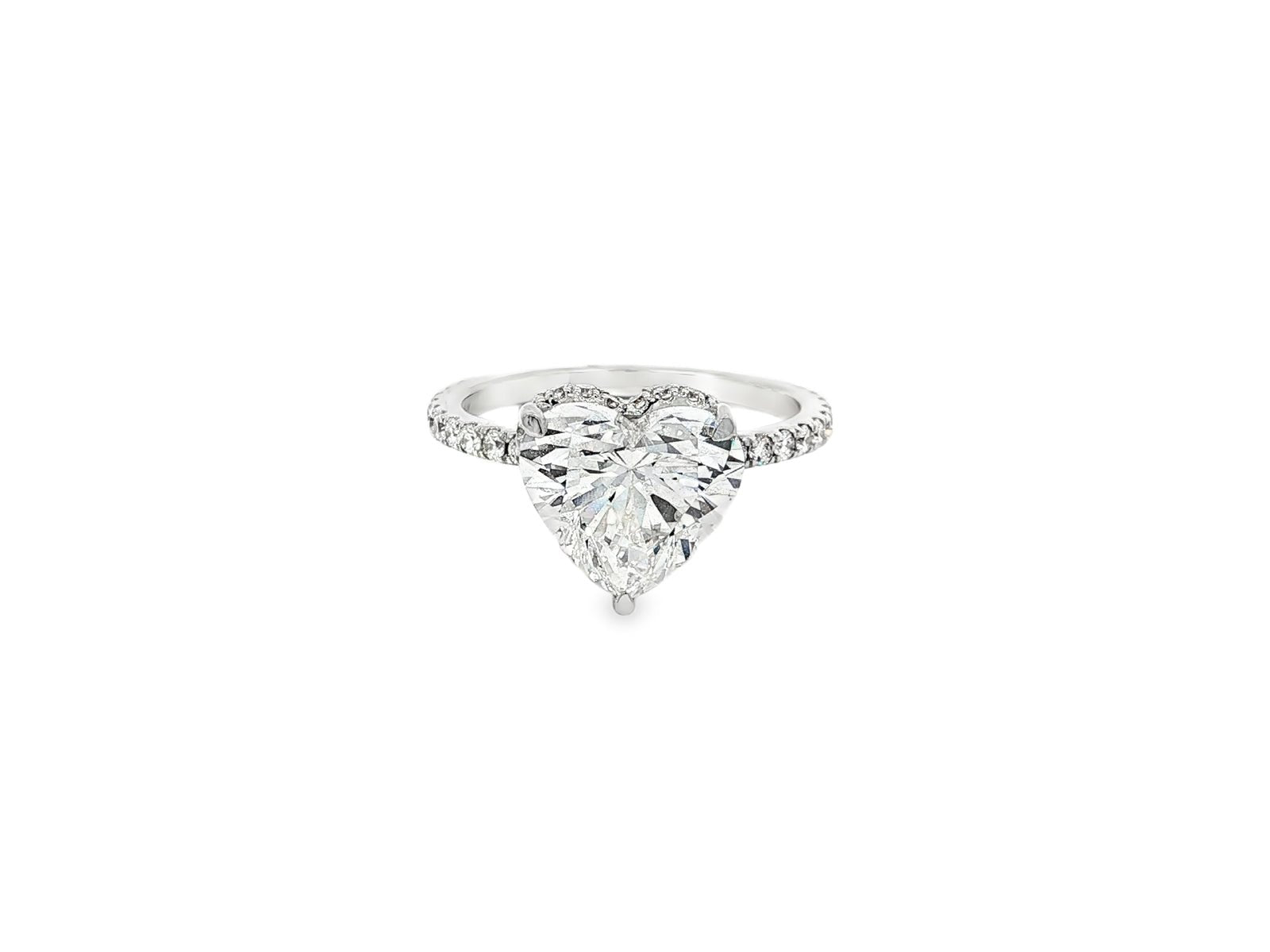 14k Heart Cut Petite Micropavé Engagement Ring 3.68 CT - AVI THE JEWELER