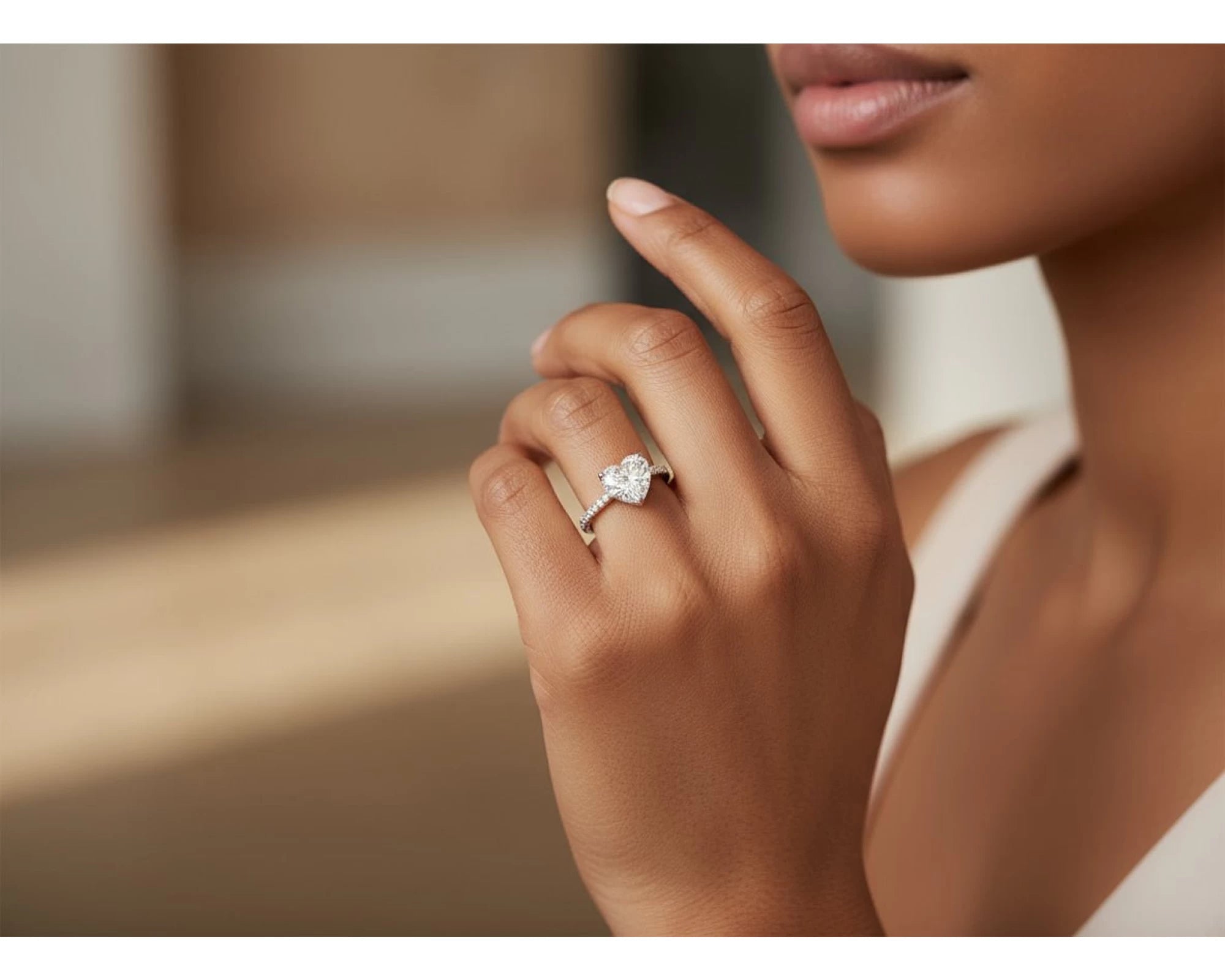 14k Heart Cut Petite Micropavé Engagement Ring 3.68 CT – view 2