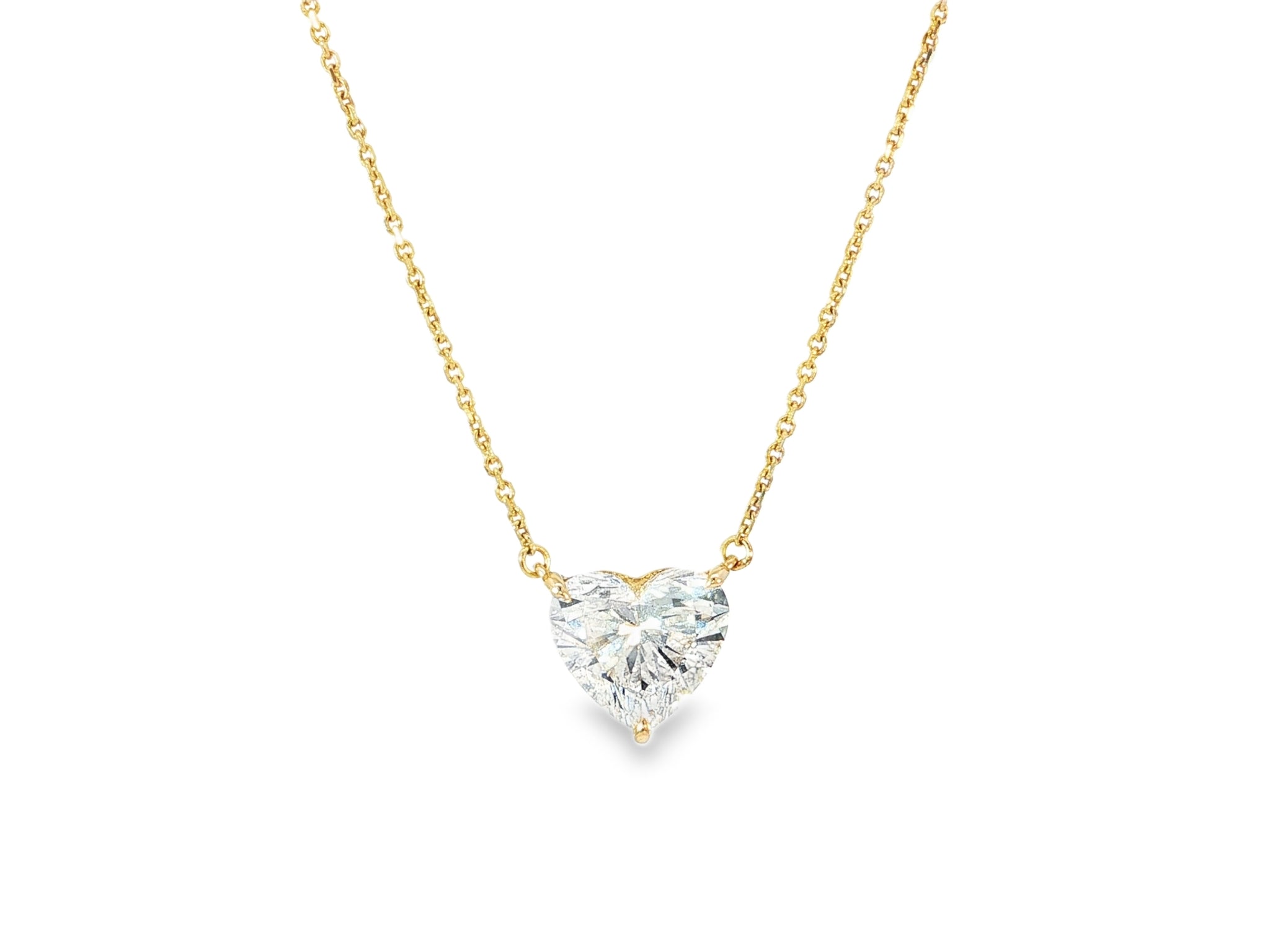 14k Lab - Grown Diamond Heart - Shaped Solitaire Necklace 3.09ct - AVI THE JEWELER