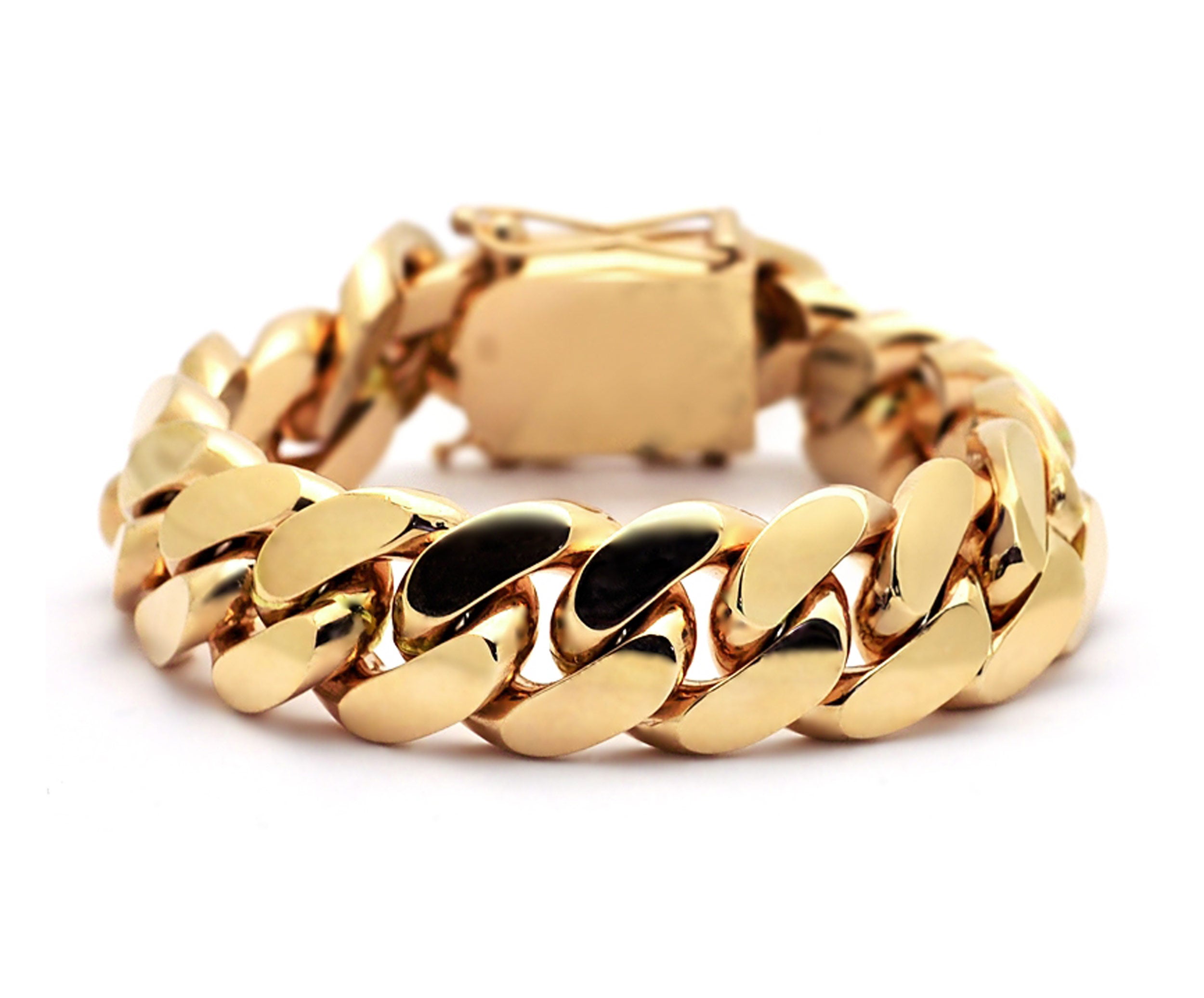 14K Miami Cuban Link Solid Gold Bracelets - AVI THE JEWELER