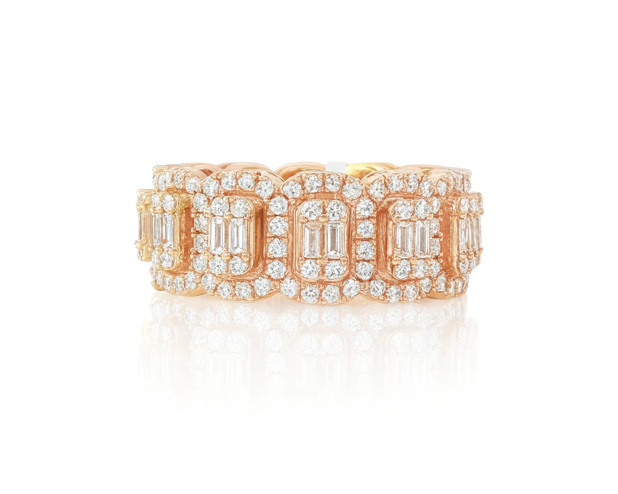 14k Natural Diamond Ring with Emerald-Cut & Round Cluster Design 3.45ct – lifestyle 1541