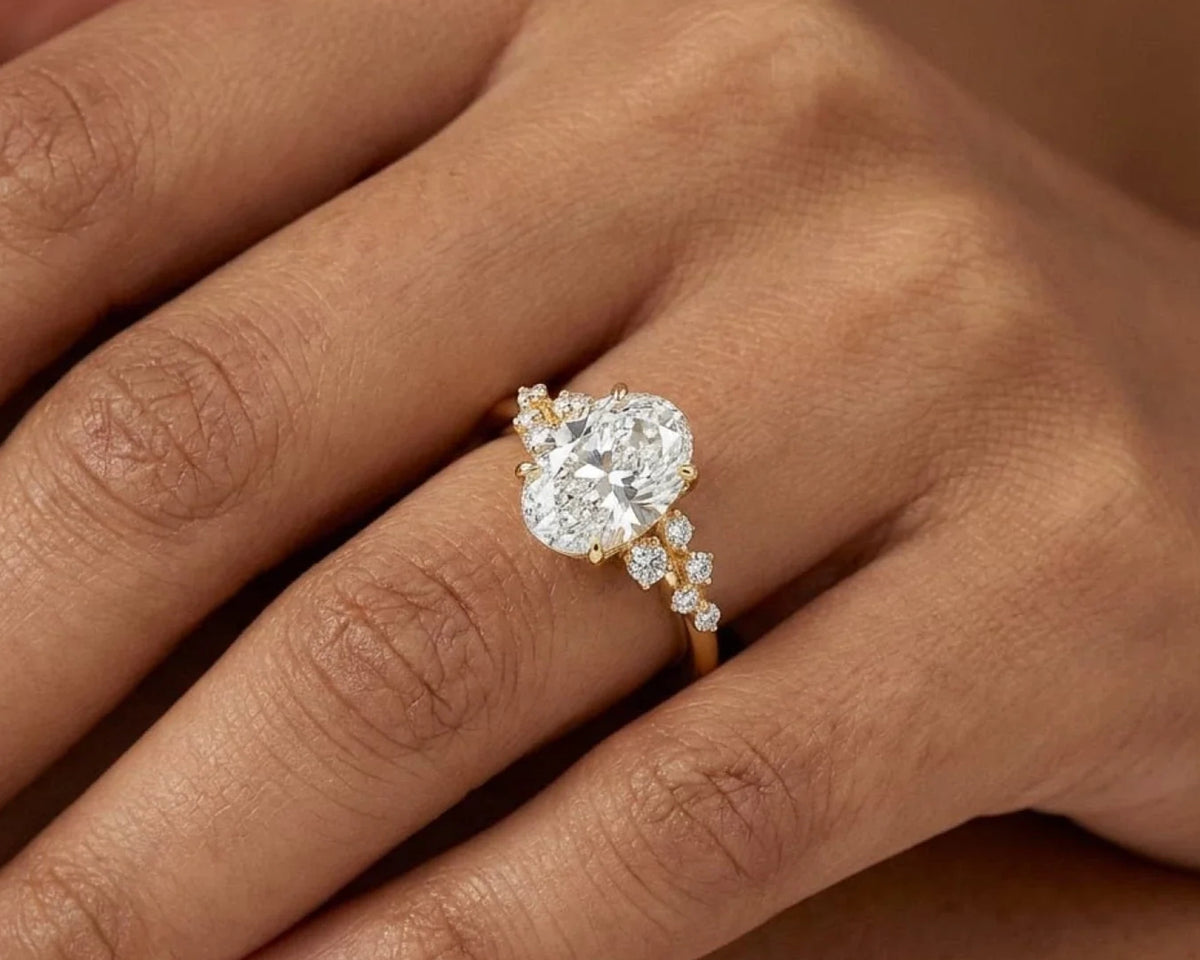 14k Oval-Cut Cascading Diamond Accent Engagement Ring 2.28 CT – view 2