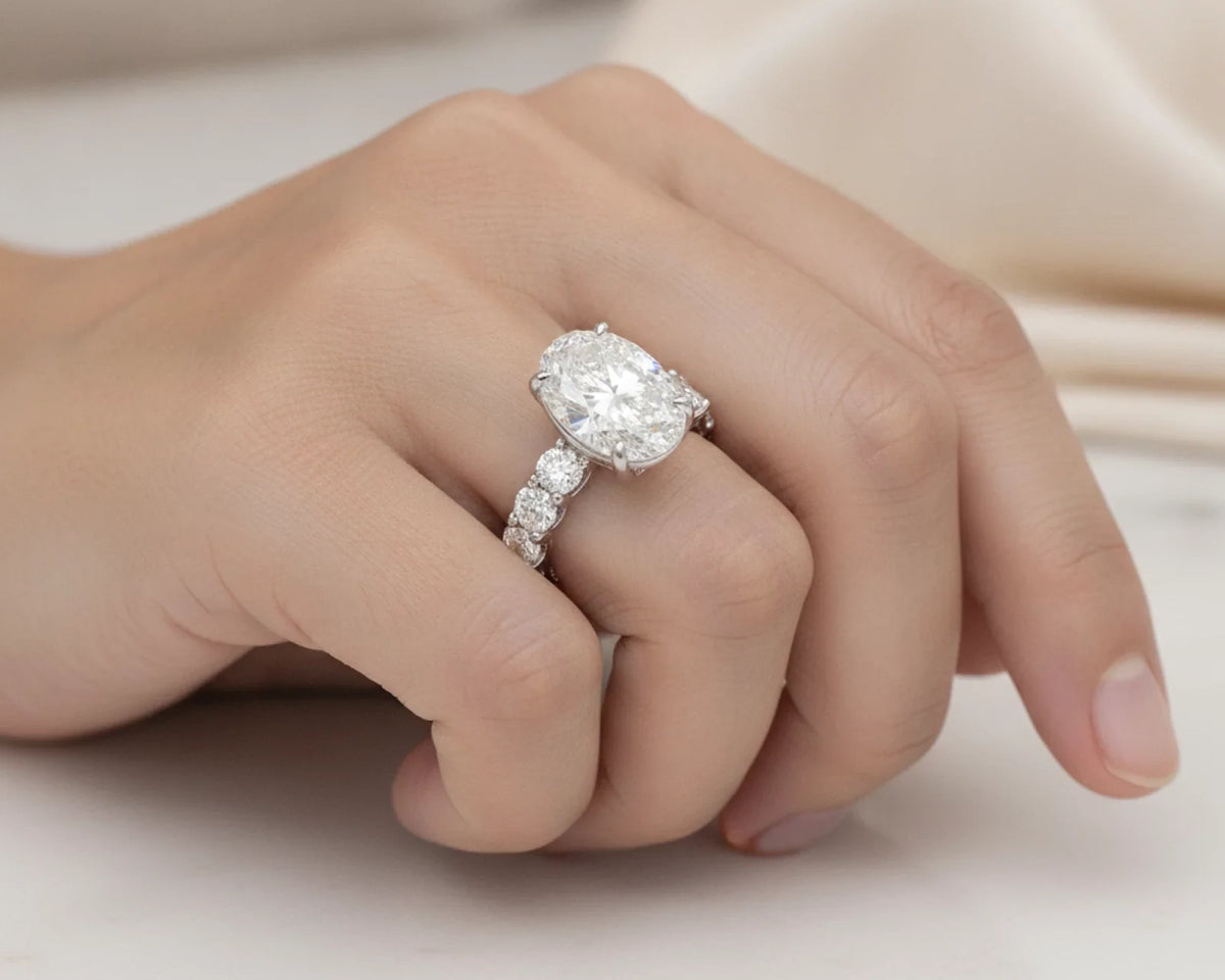 14k Oval Cut Diamond Eternity-Style Engagement Ring 7.26 CT – lifestyle 2013