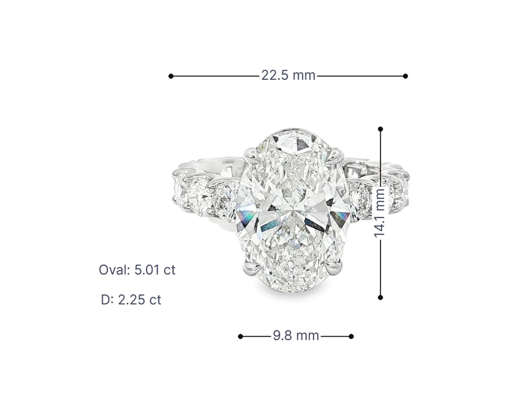 14k Oval Cut Diamond Eternity-Style Engagement Ring 7.26 CT – lifestyle 3063
