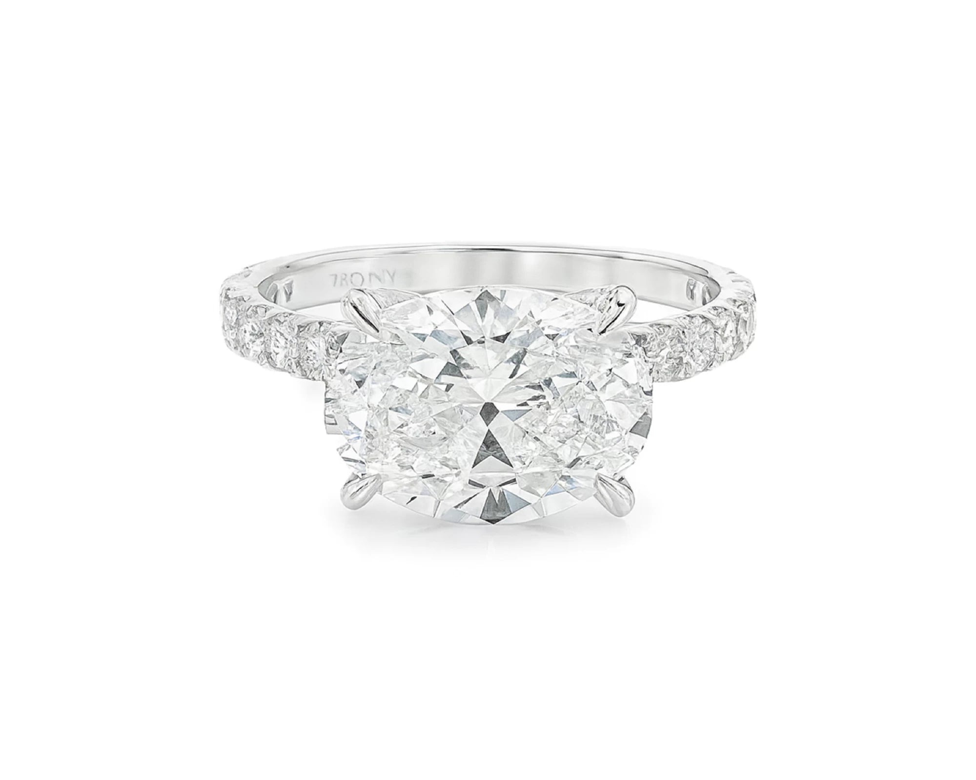 14k Oval Cut East to West Petite Micropavé Engagement Ring 3.54 CT – lifestyle 2347