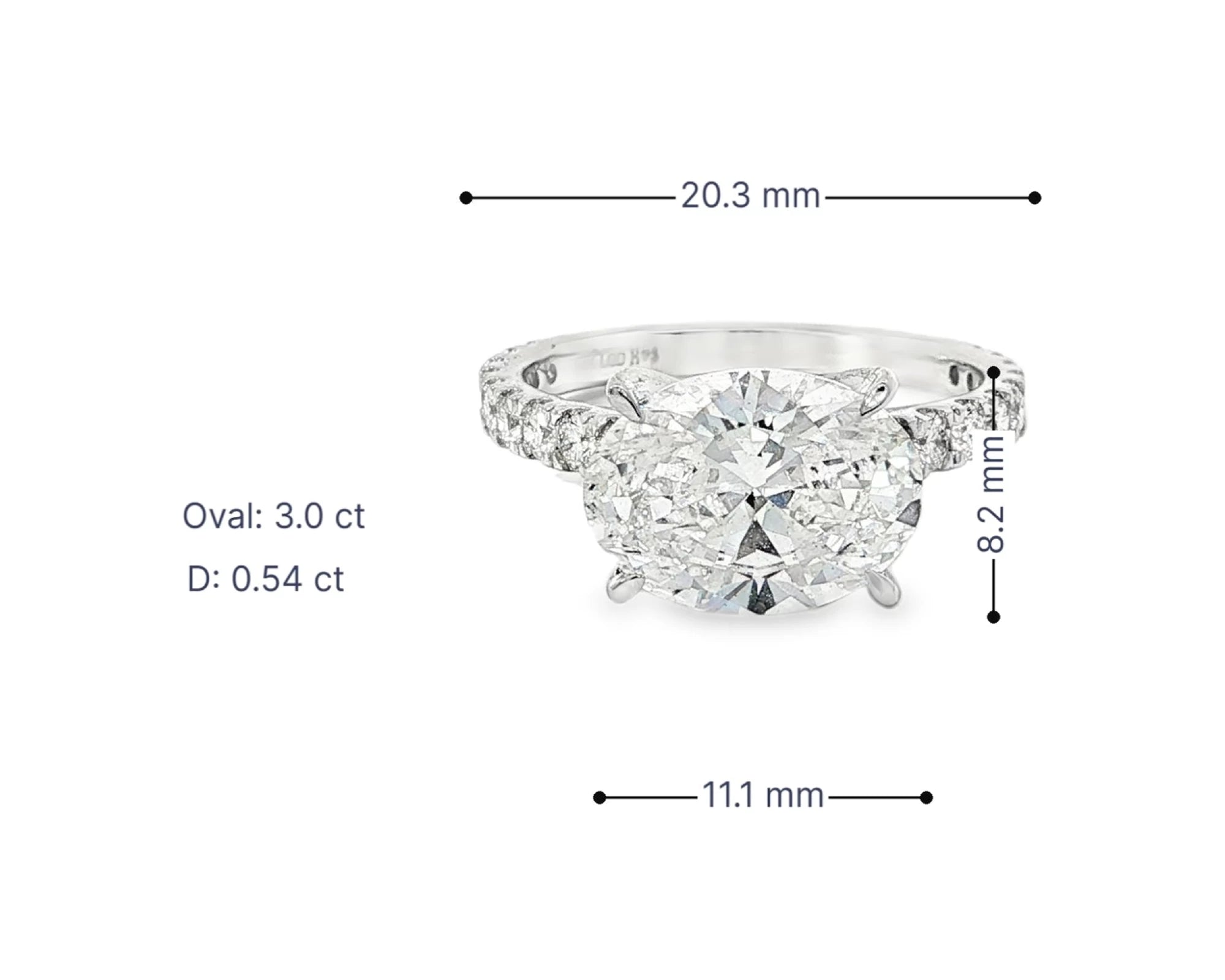 14k Oval Cut East to West Petite Micropavé Engagement Ring 3.54 CT – lifestyle 3089