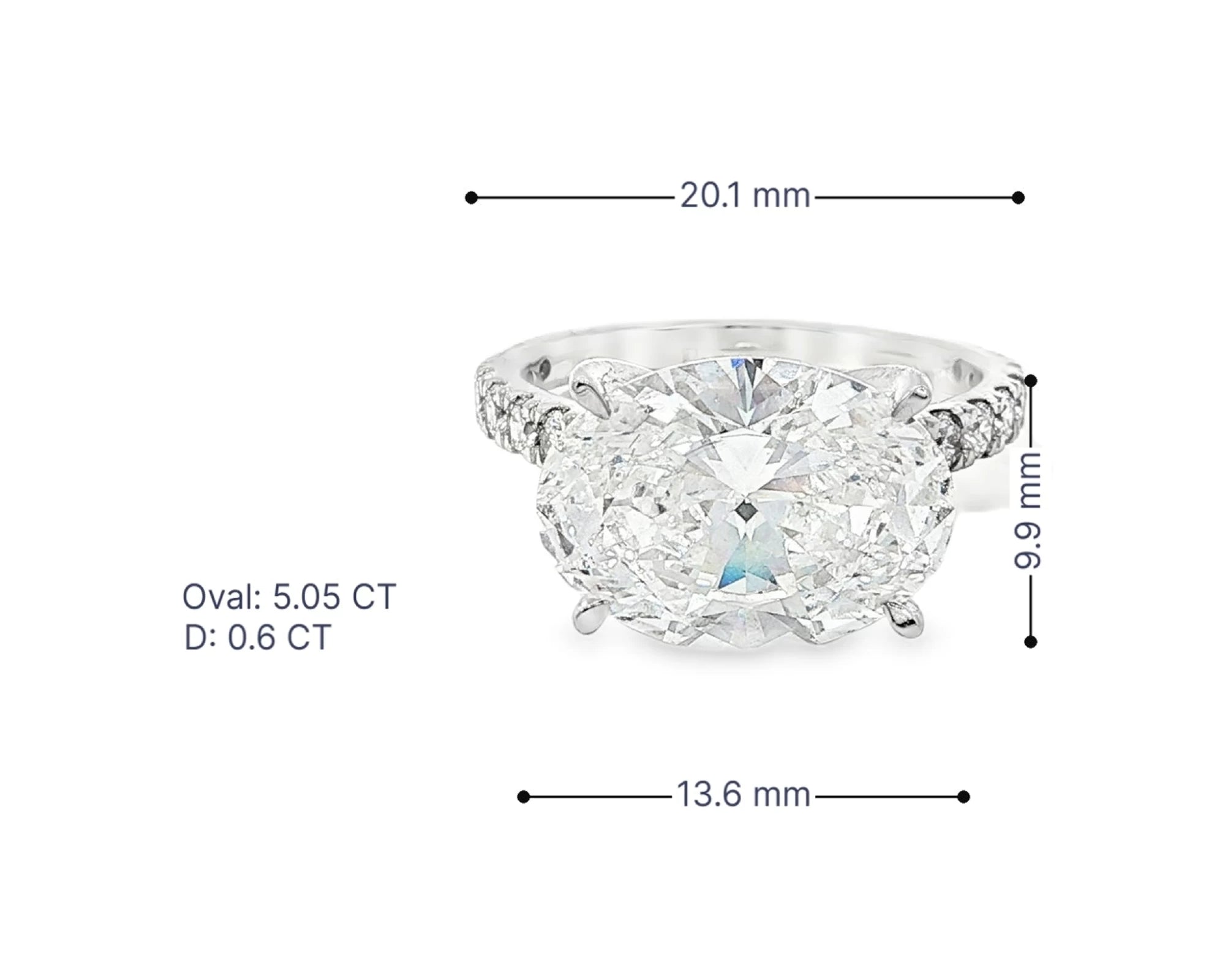 14k Oval Cut East to West Petite Micropavé Engagement Ring 5.65 CT – lifestyle 3101