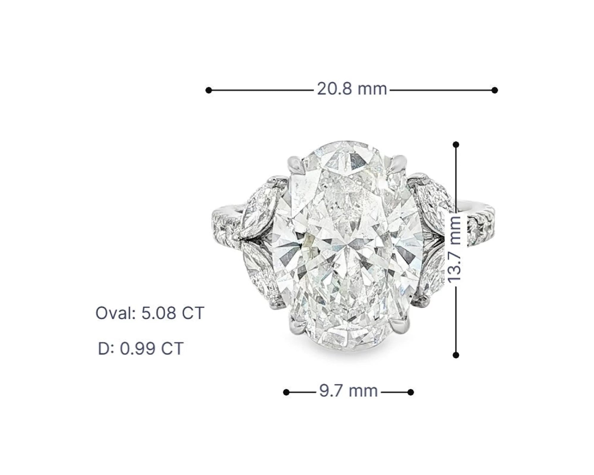 14k Oval Cut Floral Three-Stone Engagement Ring 6.07 CT – lifestyle 3100