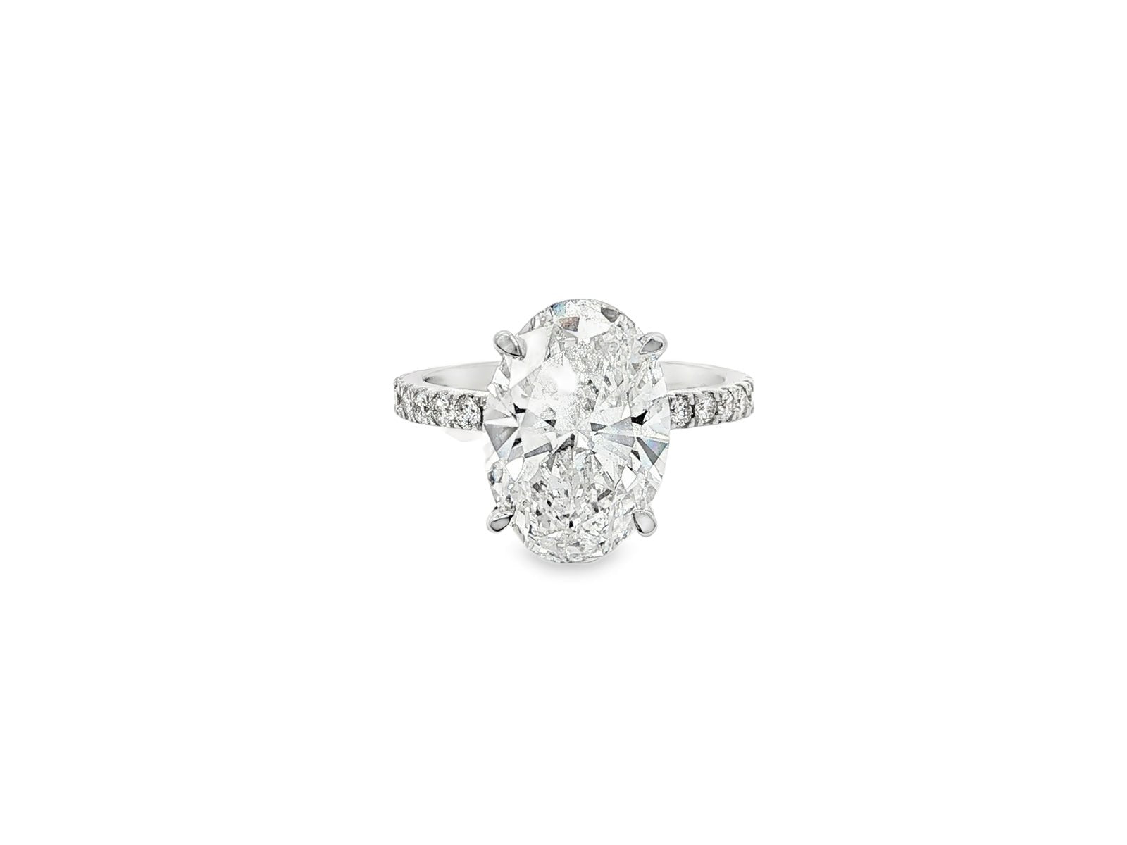 14k Oval Cut Micropavé Engagement Ring 4.80 CT - AVI THE JEWELER