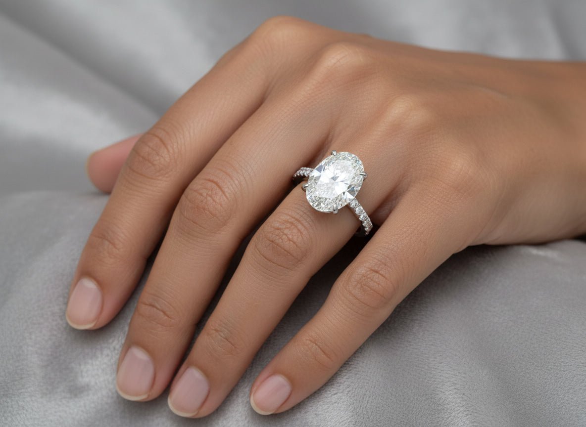 14k Oval Cut Micropavé Engagement Ring 4.80 CT - AVI THE JEWELER