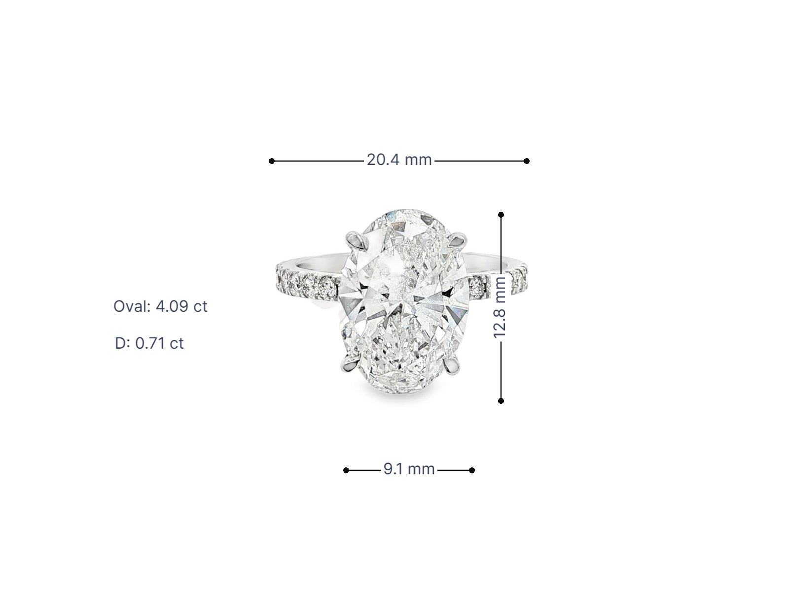 14k Oval Cut Micropavé Engagement Ring 4.80 CT - AVI THE JEWELER