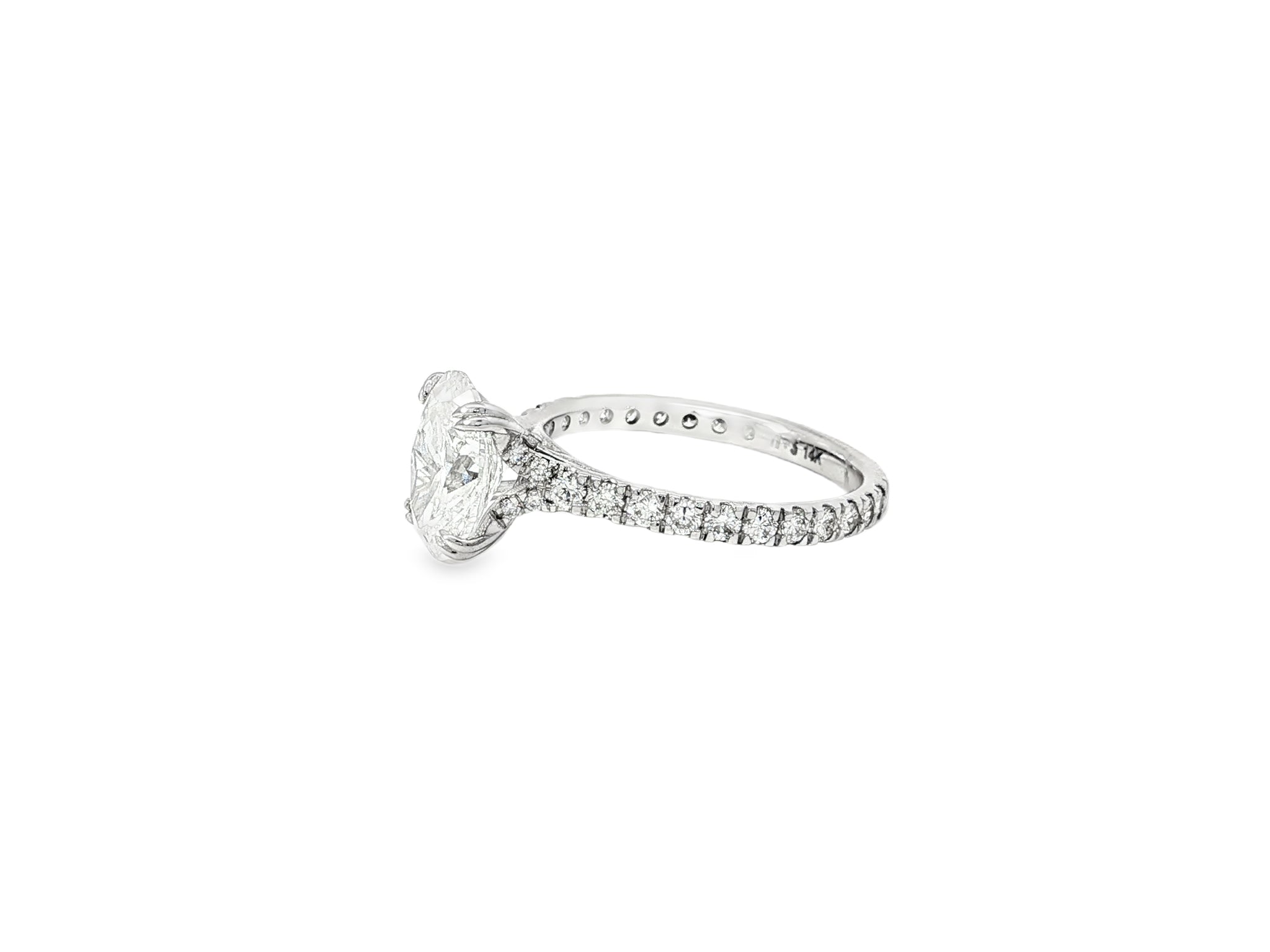 14k Oval Cut Petite Micropavé Engagement Ring 2.20 CT - AVI THE JEWELER