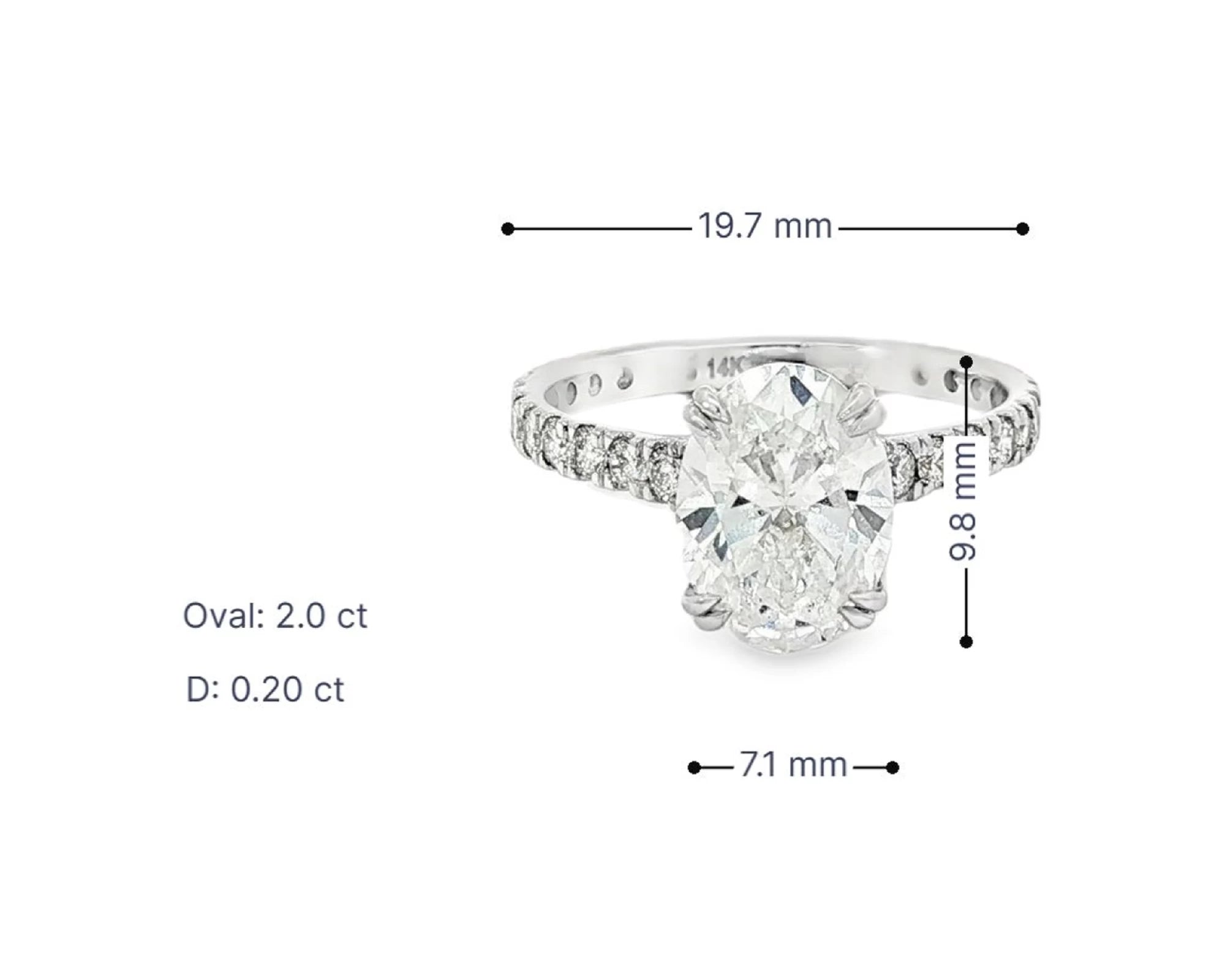 14k Oval Cut Petite Micropavé Engagement Ring 2.20 CT – lifestyle 3091