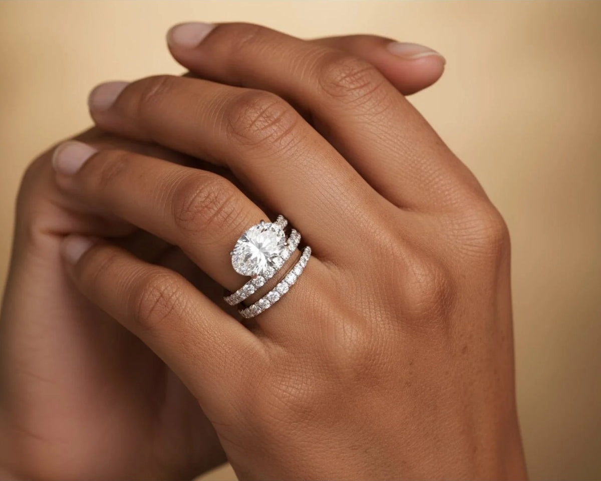 14k Oval Cut Spiral Micropavé Engagement Ring 5.50 CT – view 2