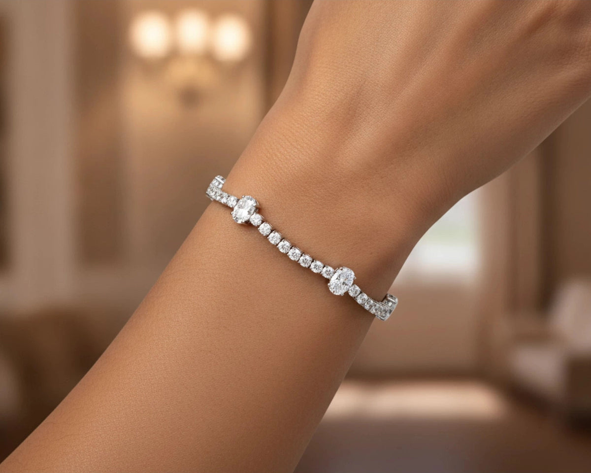 14K Oval Cut Three Stone Tennis Bracelet 5.53ct – lifestyle 4066