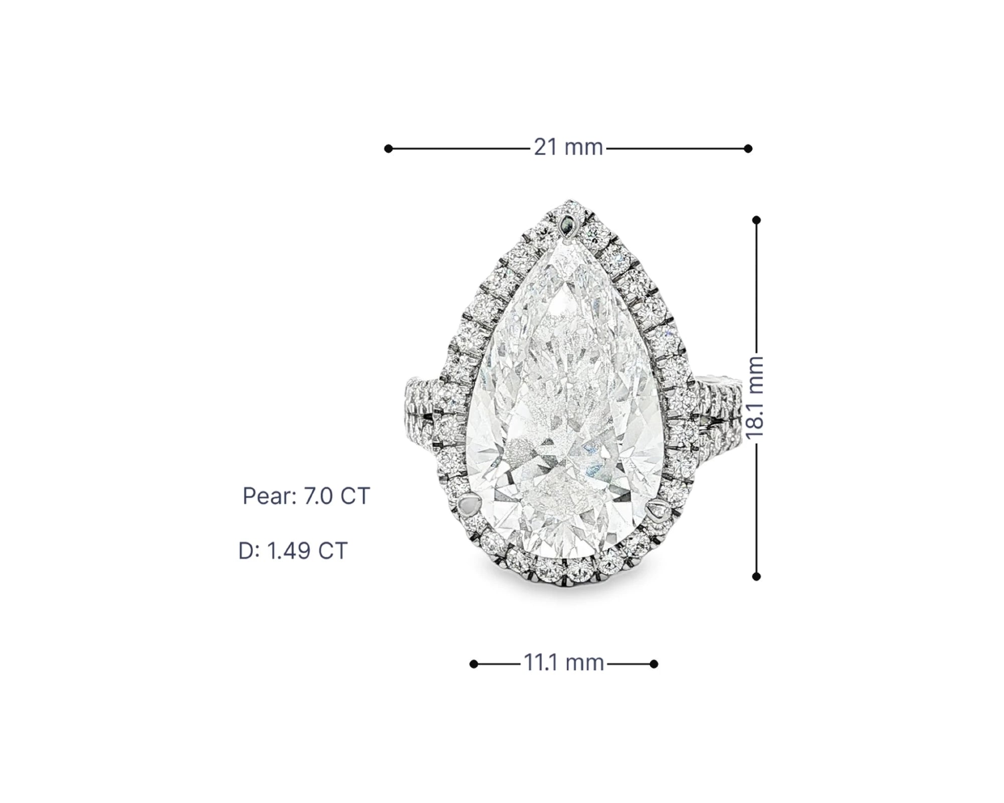 14k Pear Cut Halo Double-Row Micropavé Engagement Ring 8.60 CT – lifestyle 3096
