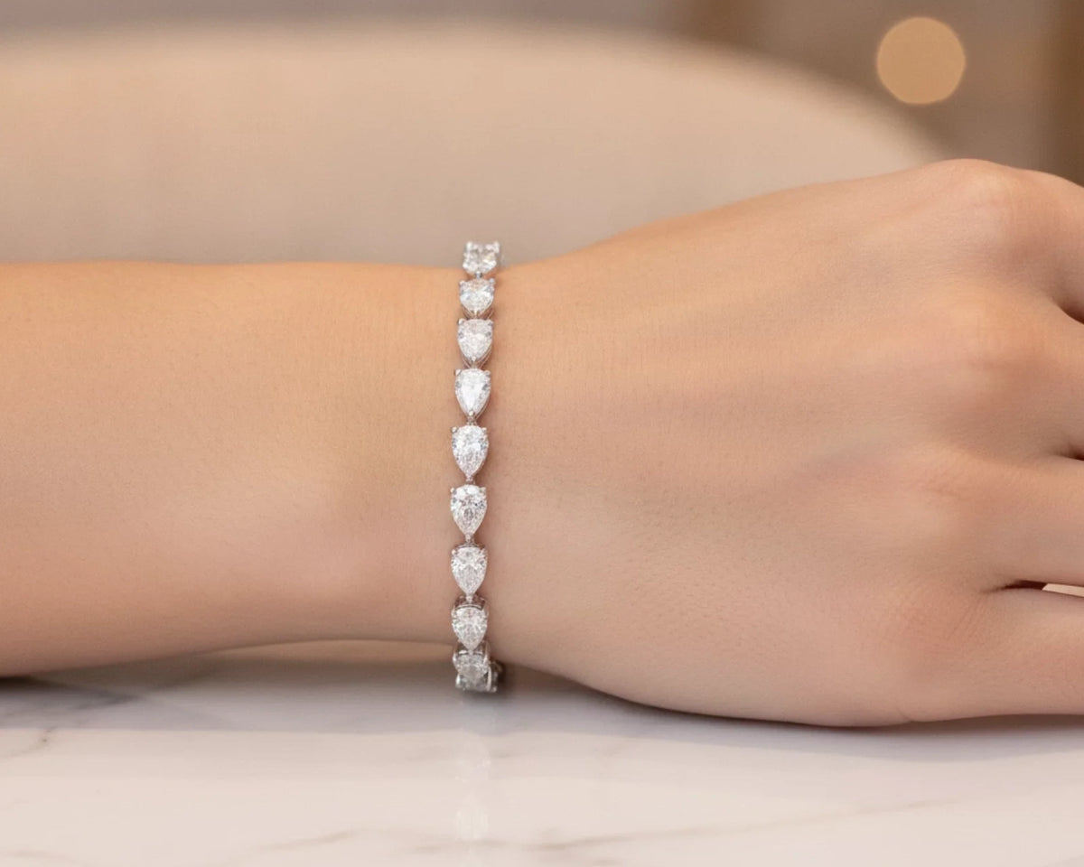 14K Pear-Cut Lab-Grown Diamond Tennis Bracelet 6.65ct – lifestyle 4278