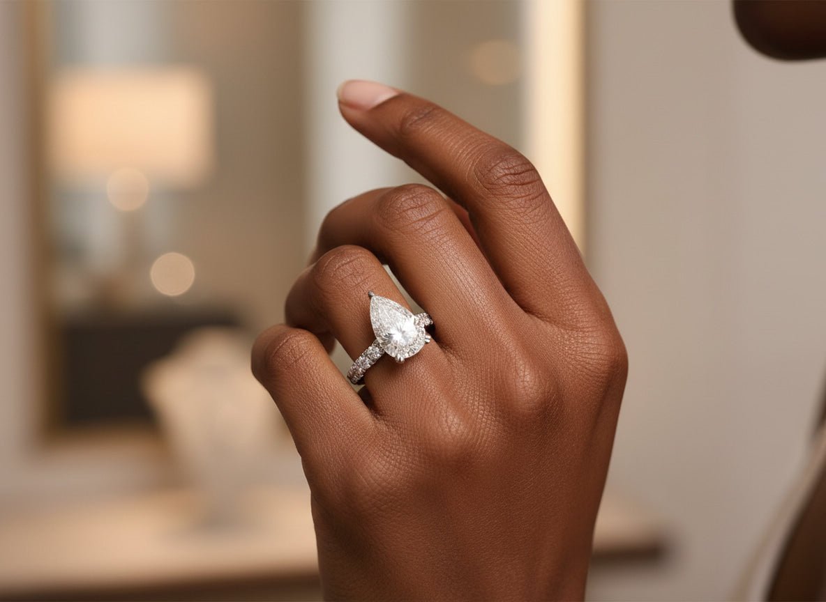 14k Pear Cut Micropavé Engagement Ring 5.02 CT - AVI THE JEWELER