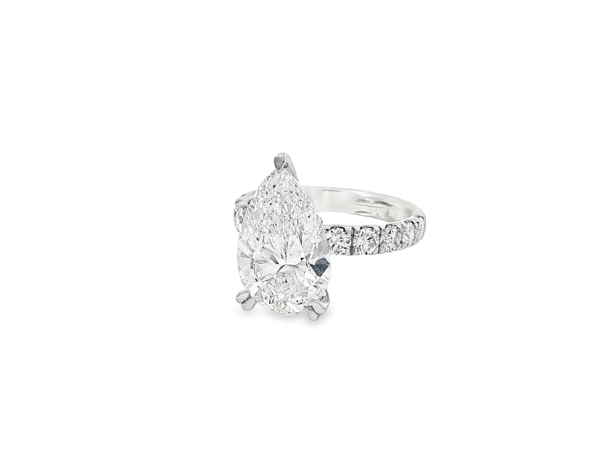 14k Pear Cut Micropavé Engagement Ring 5.02 CT - AVI THE JEWELER