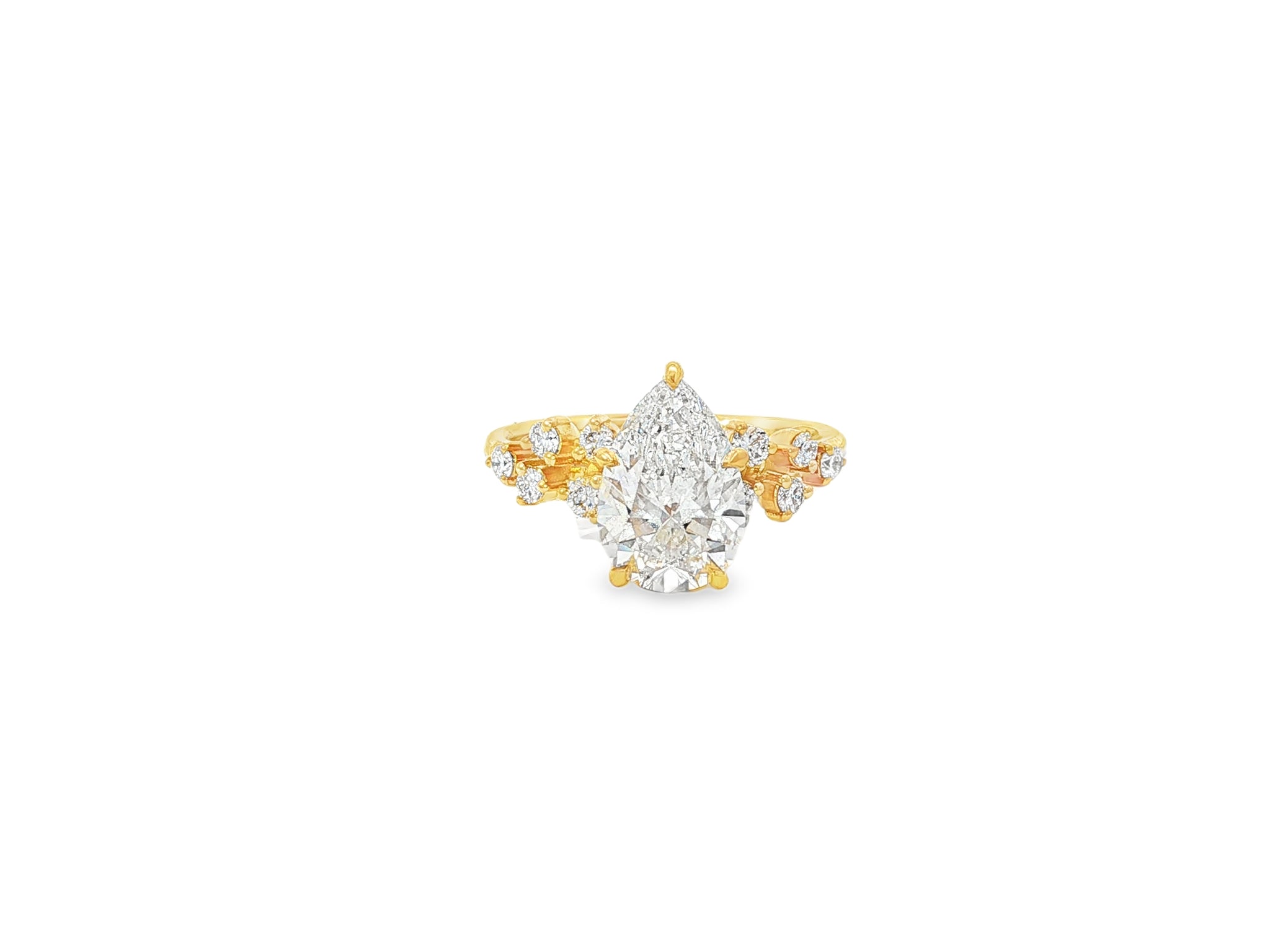 14k Pear - Shape Diamond Cluster Side - Accented Engagement Ring 2.26 CT - AVI THE JEWELER