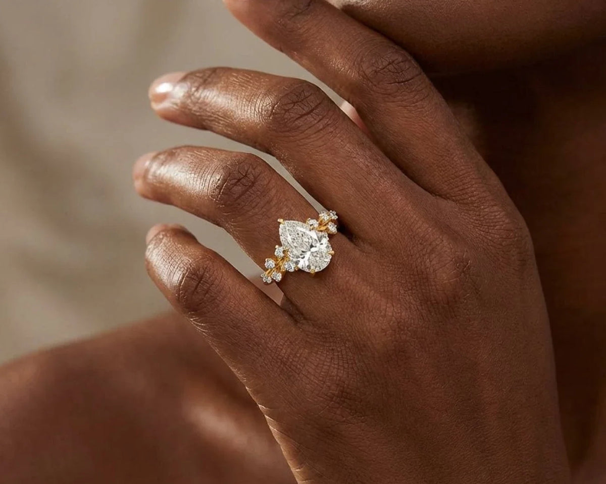14k Pear-Shape Diamond Cluster Side-Accented Engagement Ring 2.26 CT – view 2