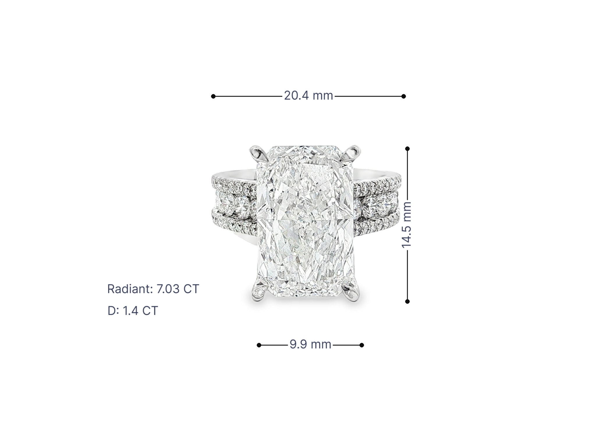 14k Radiant Cut Double Row Diamond Band Engagement Ring 8.43 CT - AVI THE JEWELER