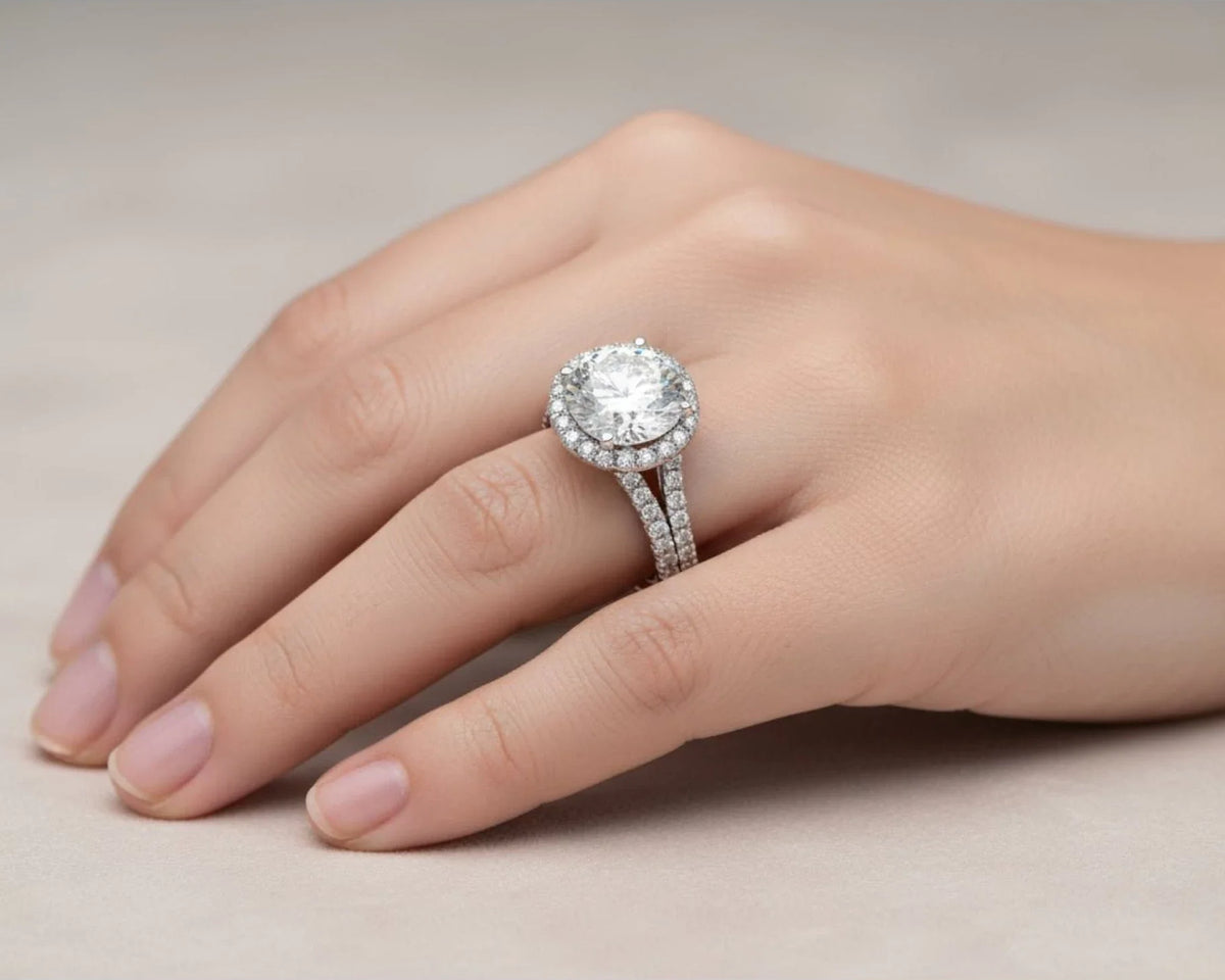 14k Round Cut Double Halo Diamond Engagement Ring 8.5 CT – view 2