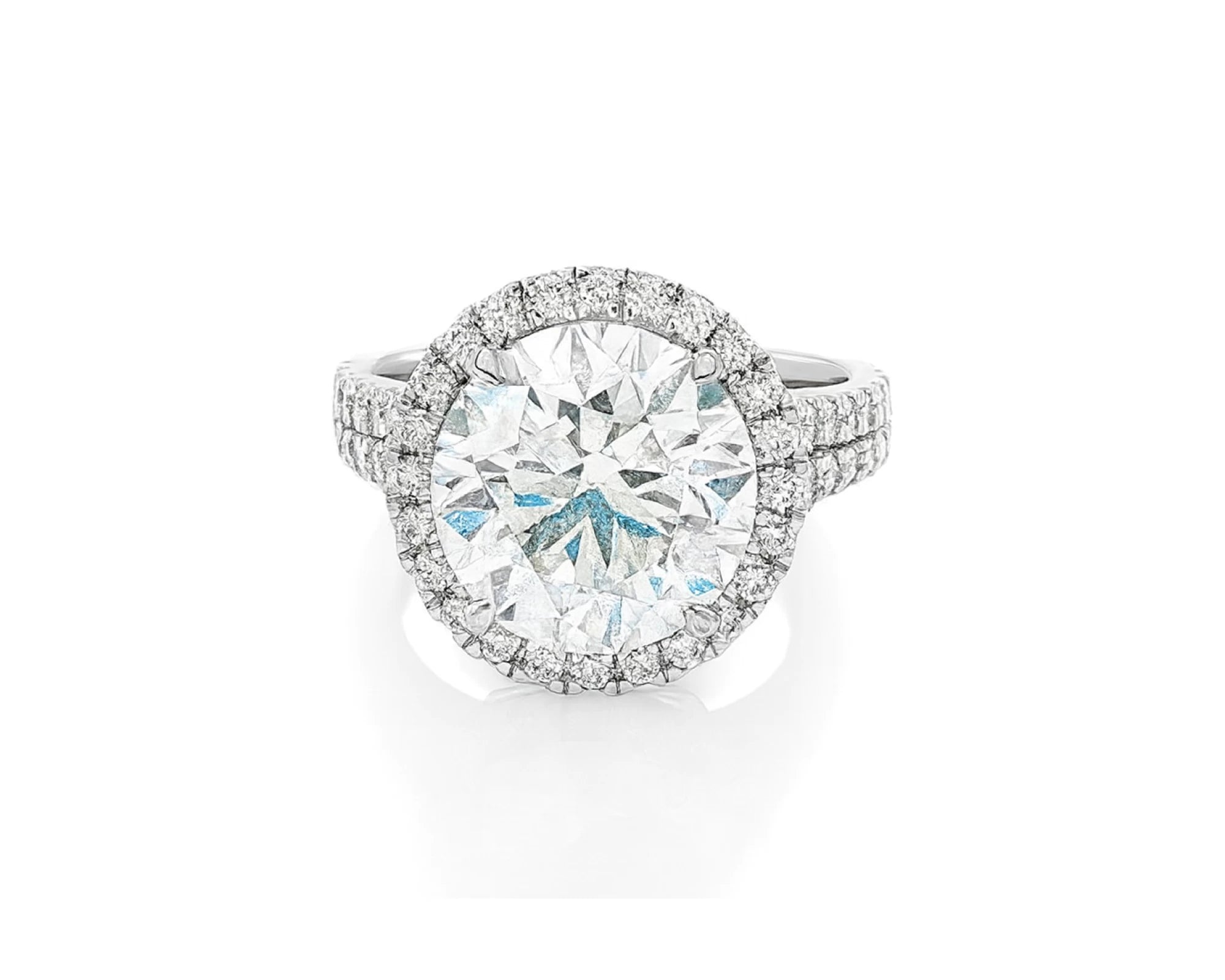 14k Round Cut Double Halo Pavé Engagement Ring 6.16 CT – lifestyle 1907
