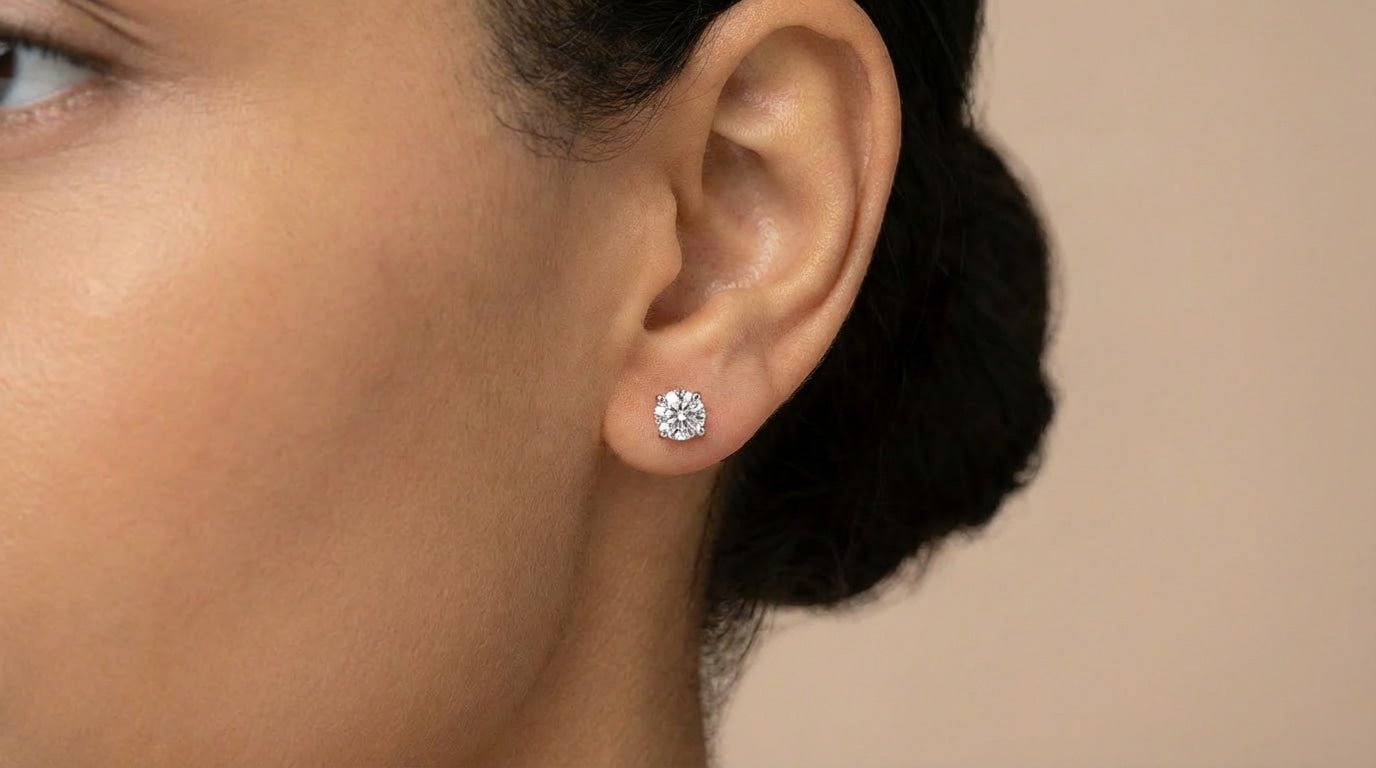 14k Round Cut Refined Solitaire Diamond Stud Earrings 0.50ct - AVI THE JEWELER