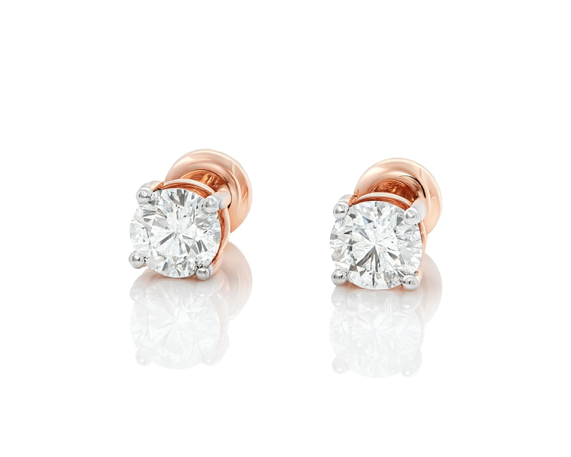 14k Round Cut Refined Solitaire Diamond Stud Earrings 0.50ct – lifestyle 3184