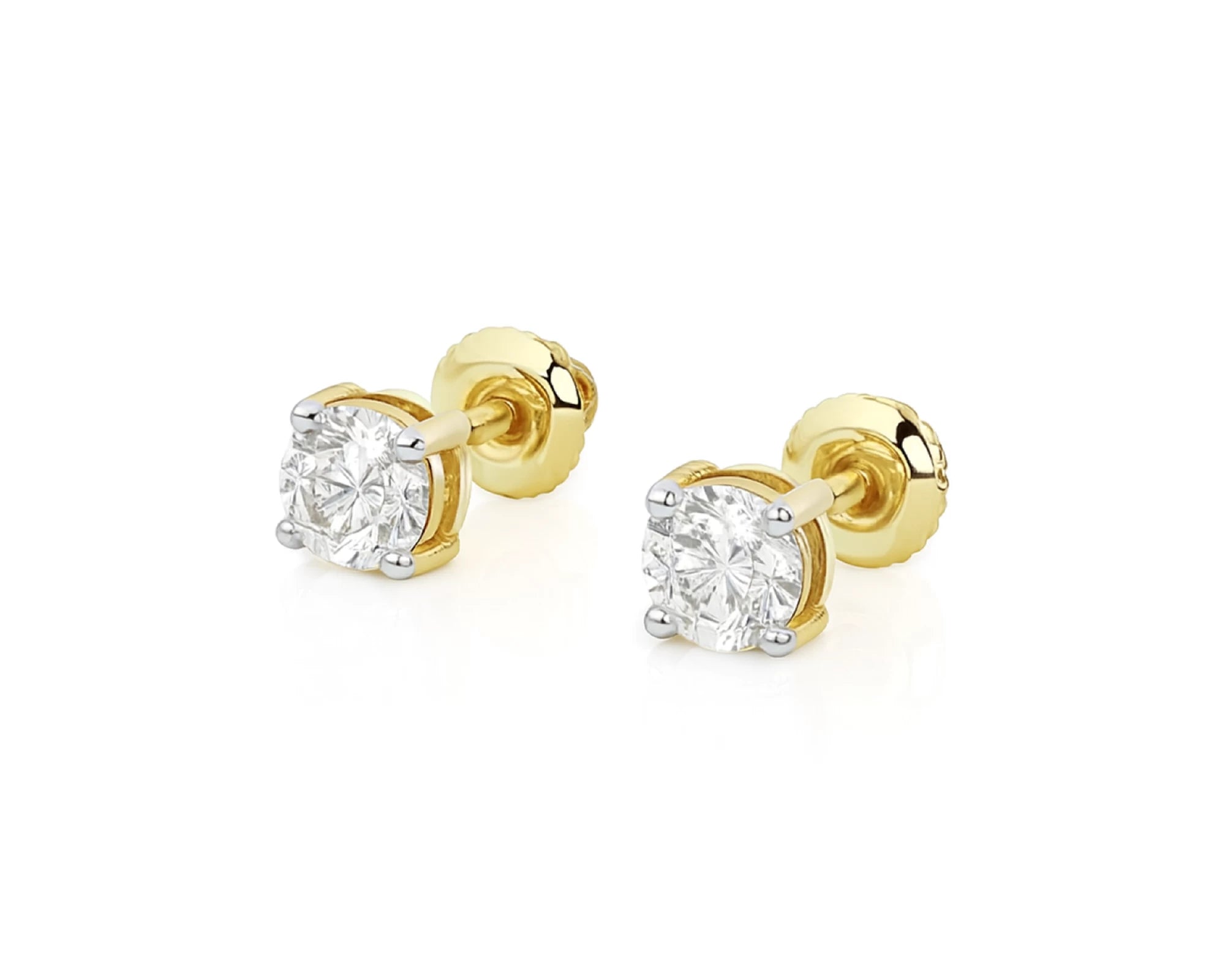14k Round Cut Refined Solitaire Diamond Stud Earrings 0.50ct – lifestyle 3186