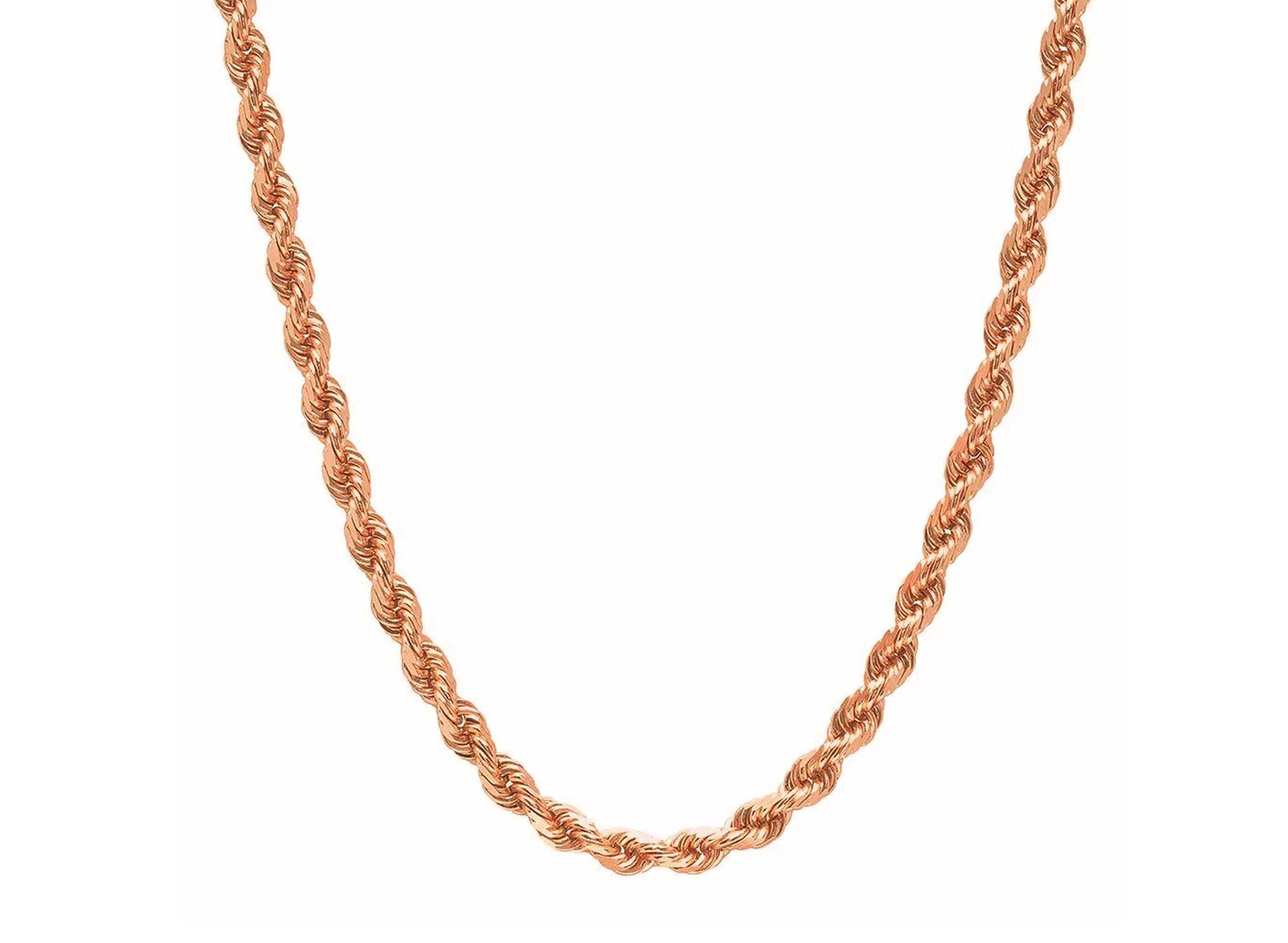 14k Solid Gold Diamond - Cut Rope Chain Necklace 4.0mm - AVI THE JEWELER