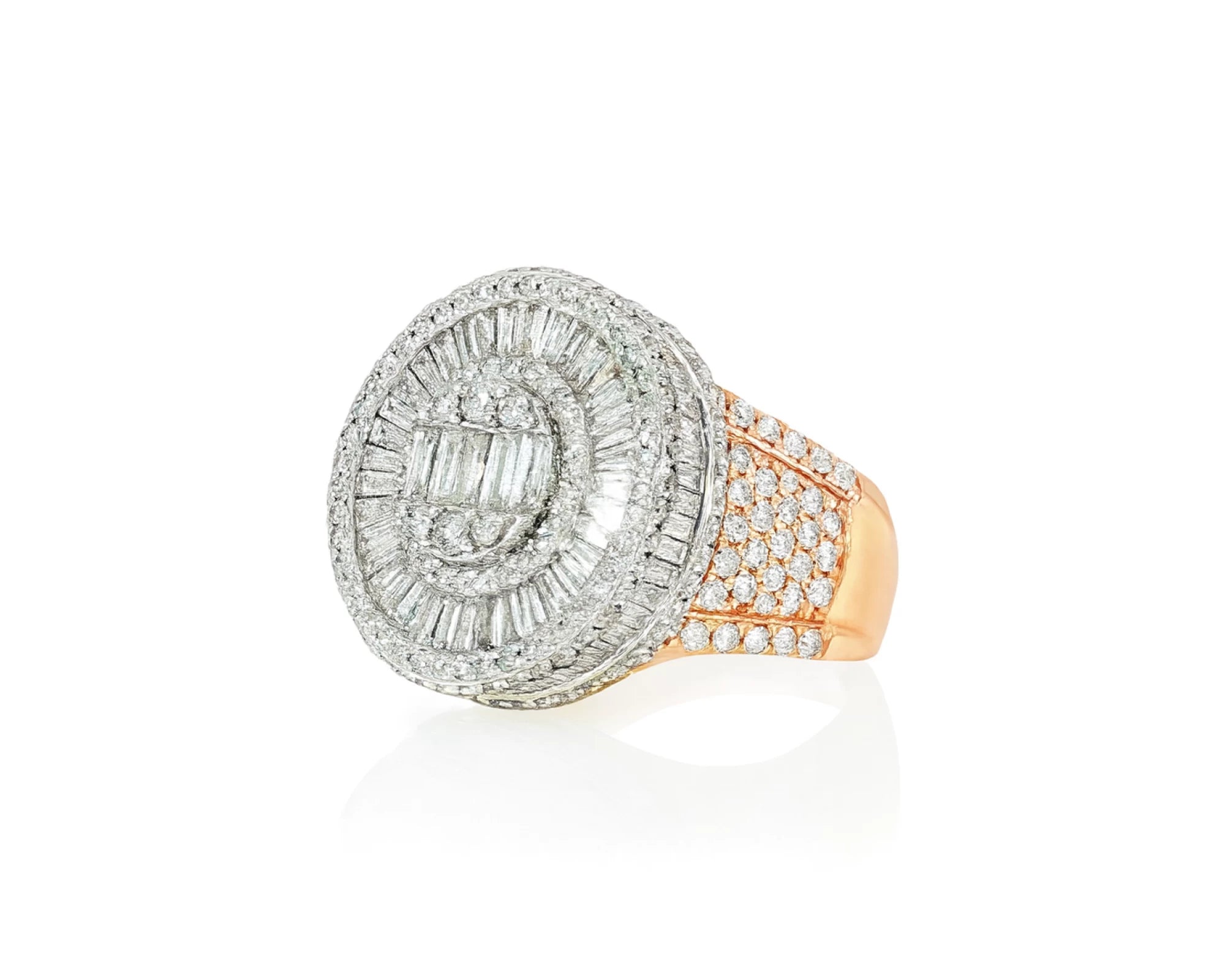 14k Two-Tone Gold Diamond Ring with Round and Baguette Cut 5.00ct – lifestyle 407