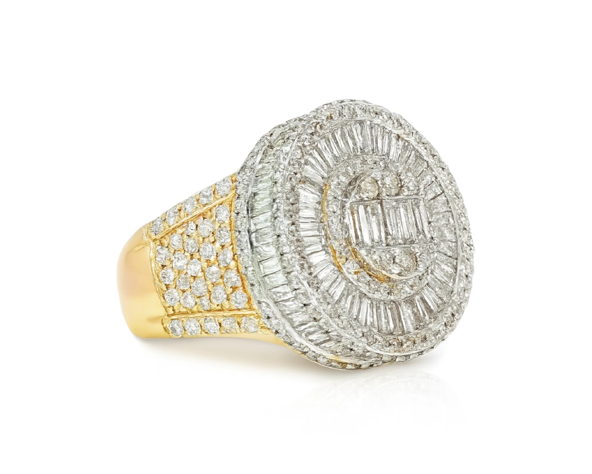 14k Two-Tone Gold Diamond Ring with Round and Baguette Cut 5.00ct – lifestyle 408