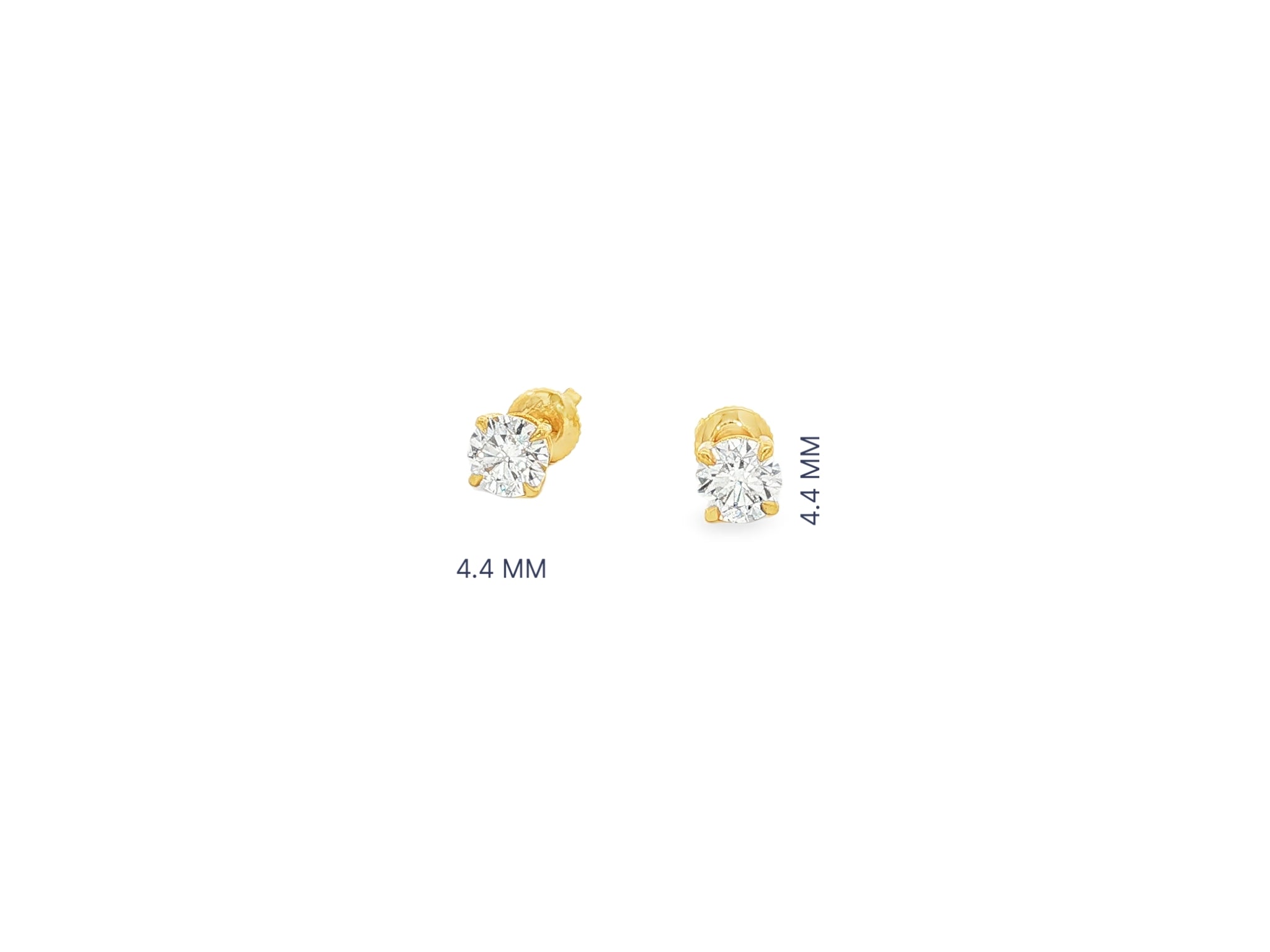14k Classic Round Solitaire Stud Earrings with Four-Prong Setting 0.60ct