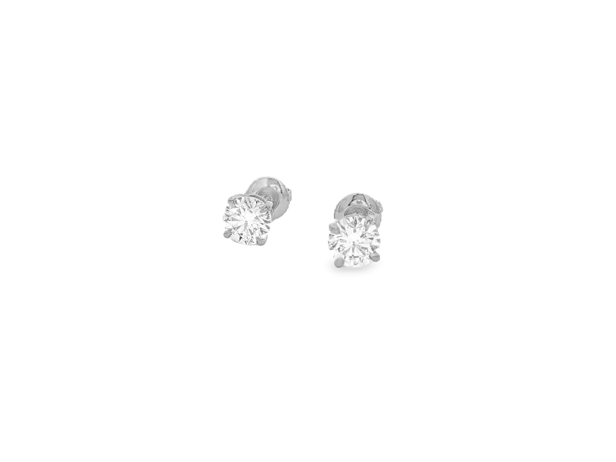 14k Classic Round Solitaire Stud Earrings with Four-Prong Setting 0.60ct