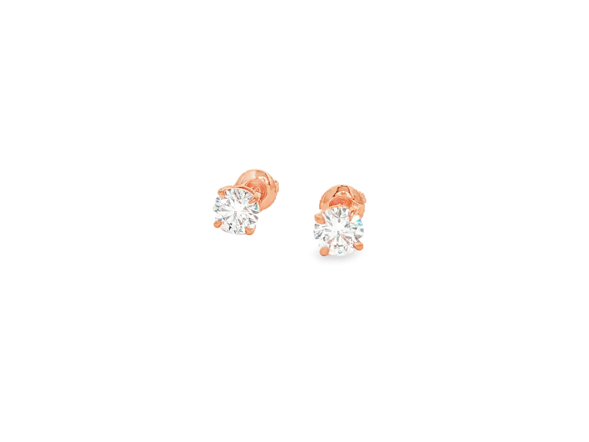 14k Classic Round Solitaire Stud Earrings with Four-Prong Setting 0.60ct