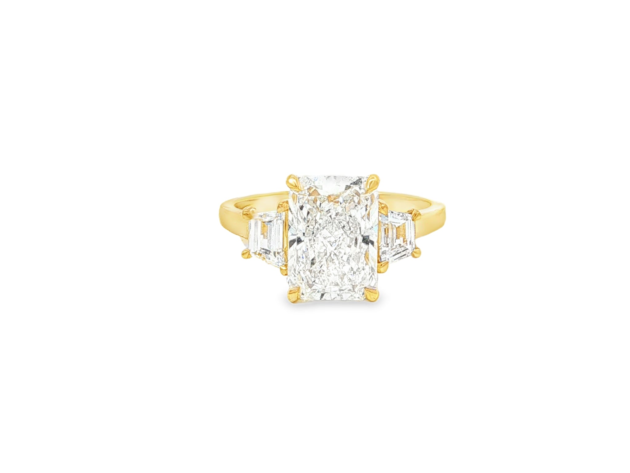 14k Gold Diamond Ring with Emerald-Cut Center Stone & Baguette Accents 3ct