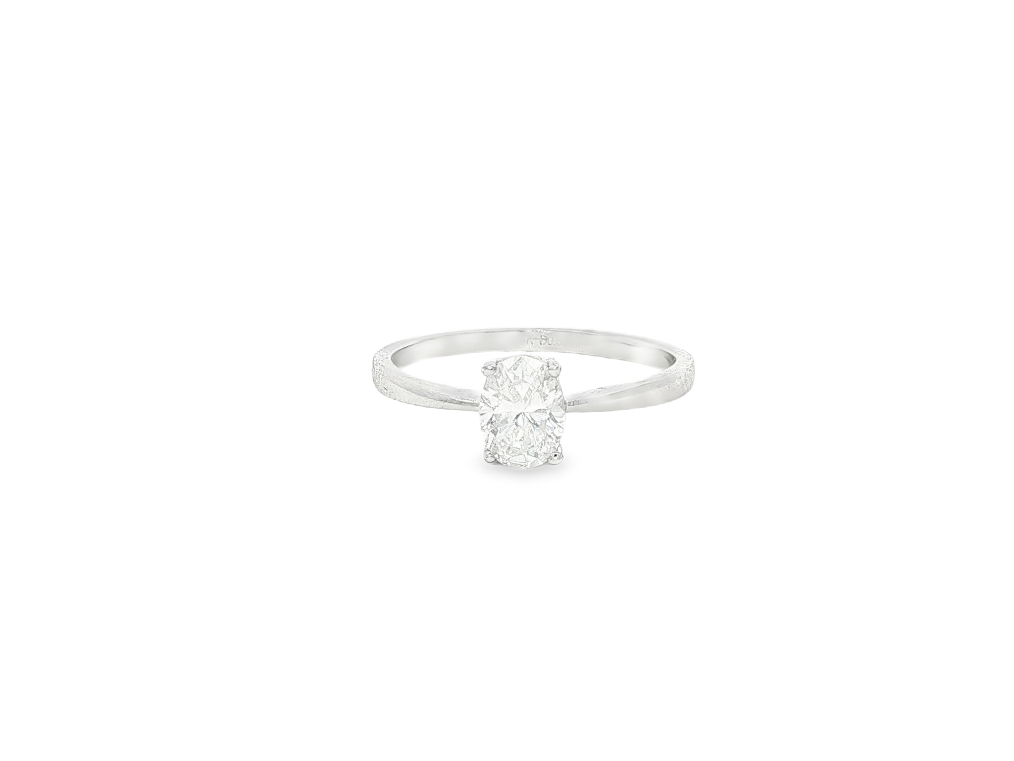 14k Gold Diamond Solitaire Ring with Oval-Cut Center Stone 0.60ct