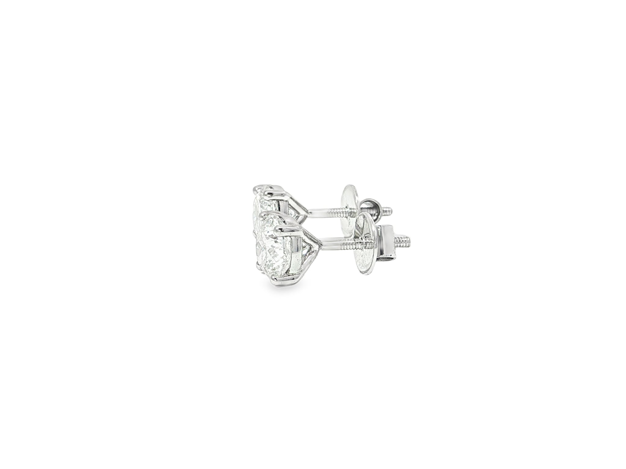 14k Gold Diamond Stud Earrings with Round Brilliant-Cut 2.0ct