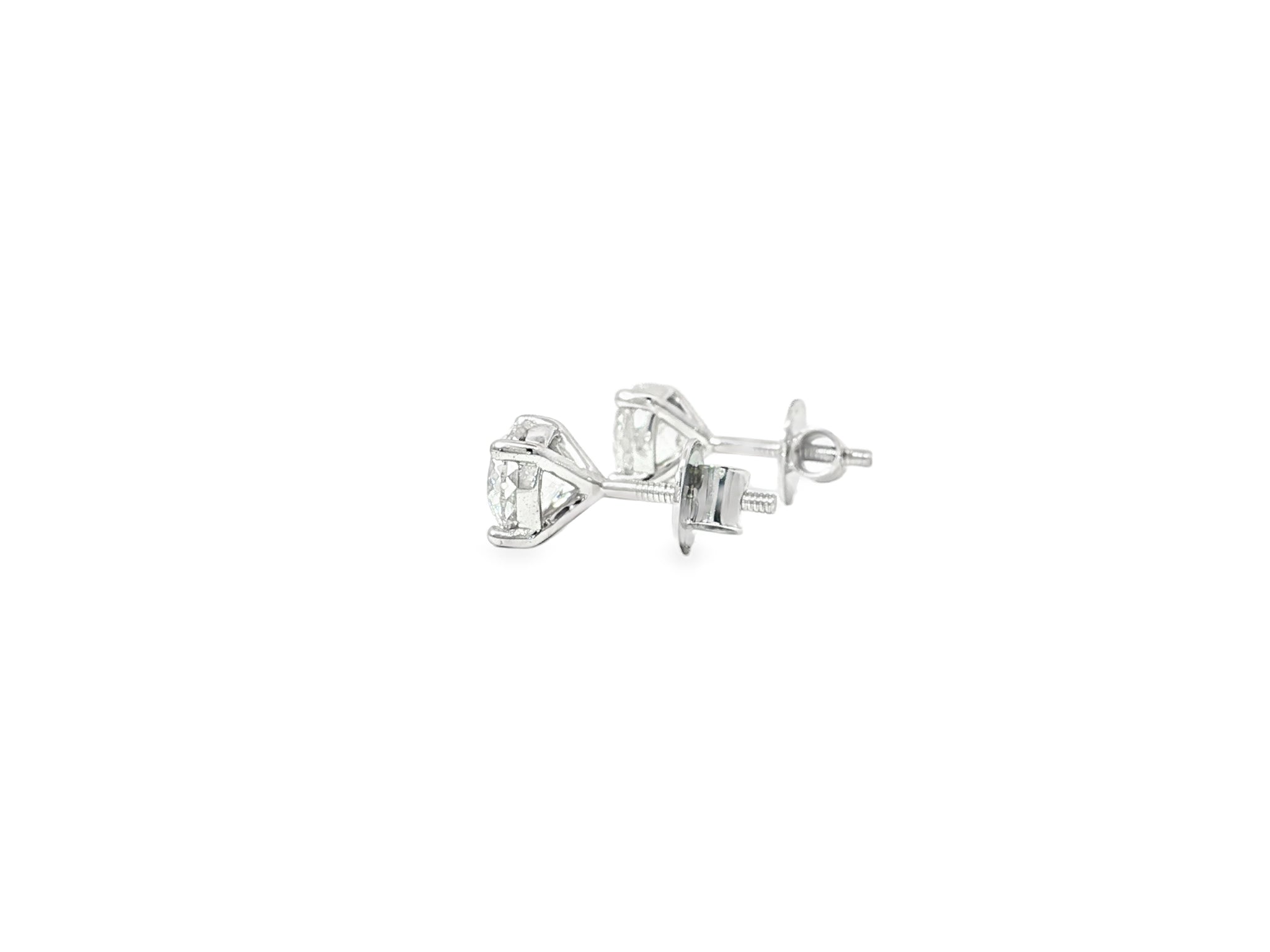 14k Gold Diamond Stud Earrings with Round Brilliant-Cut 2.0ct