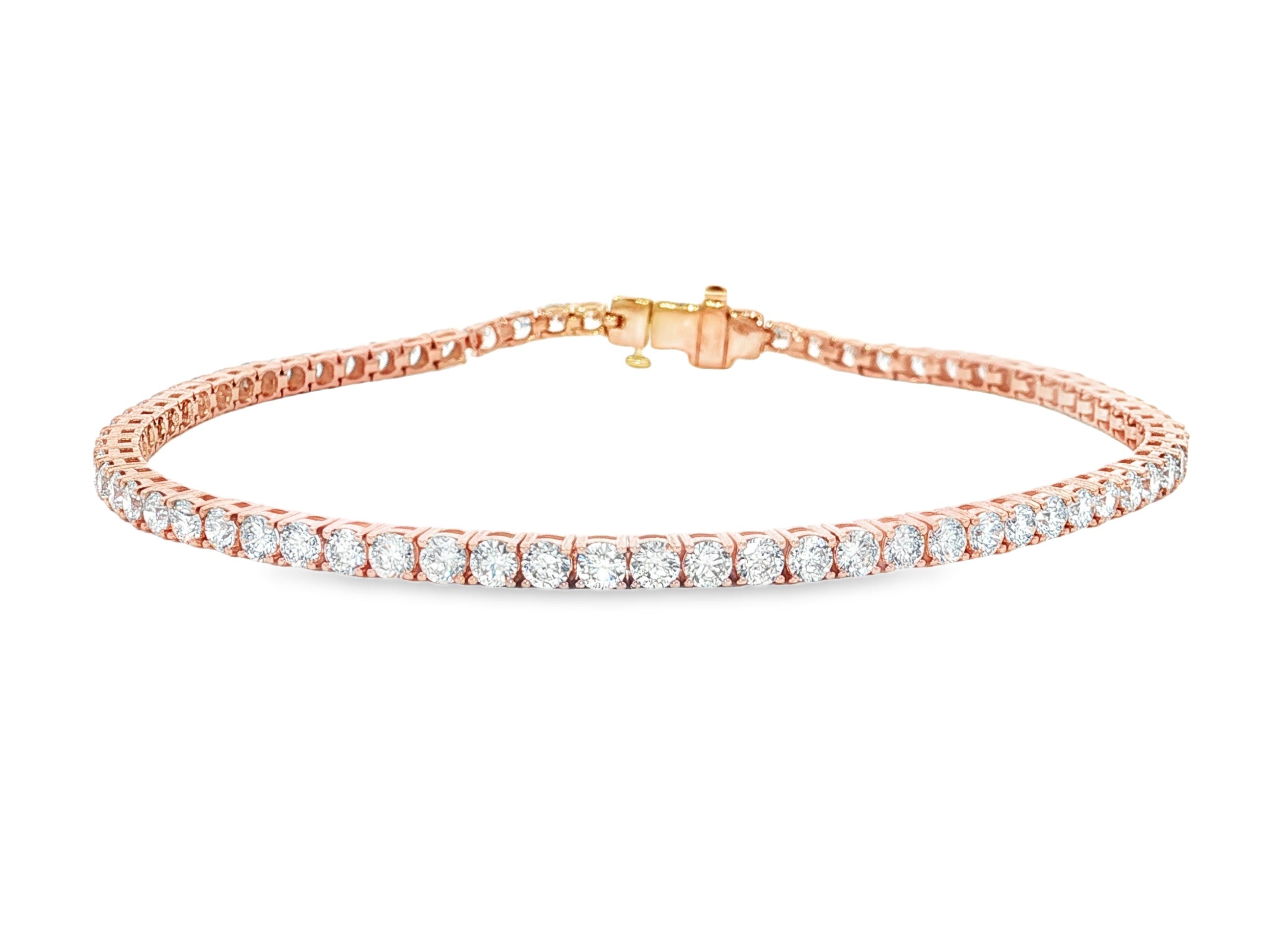 14k Gold Diamond Tennis Bracelet with Round-Cut Classic Design 3.72ct